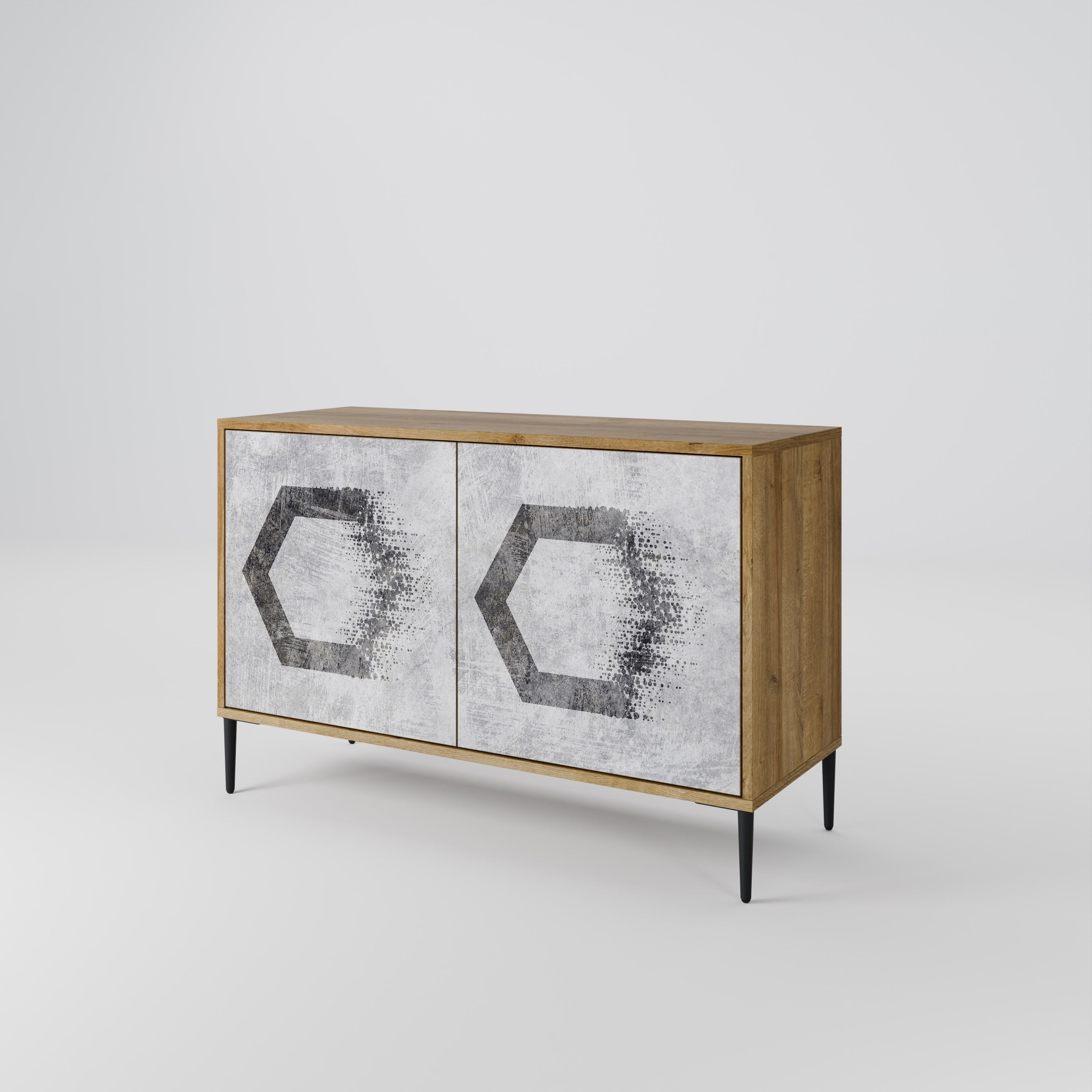 HEXAGONAL FIGURES Sideboard mit 2 Türen in Eichenoptik