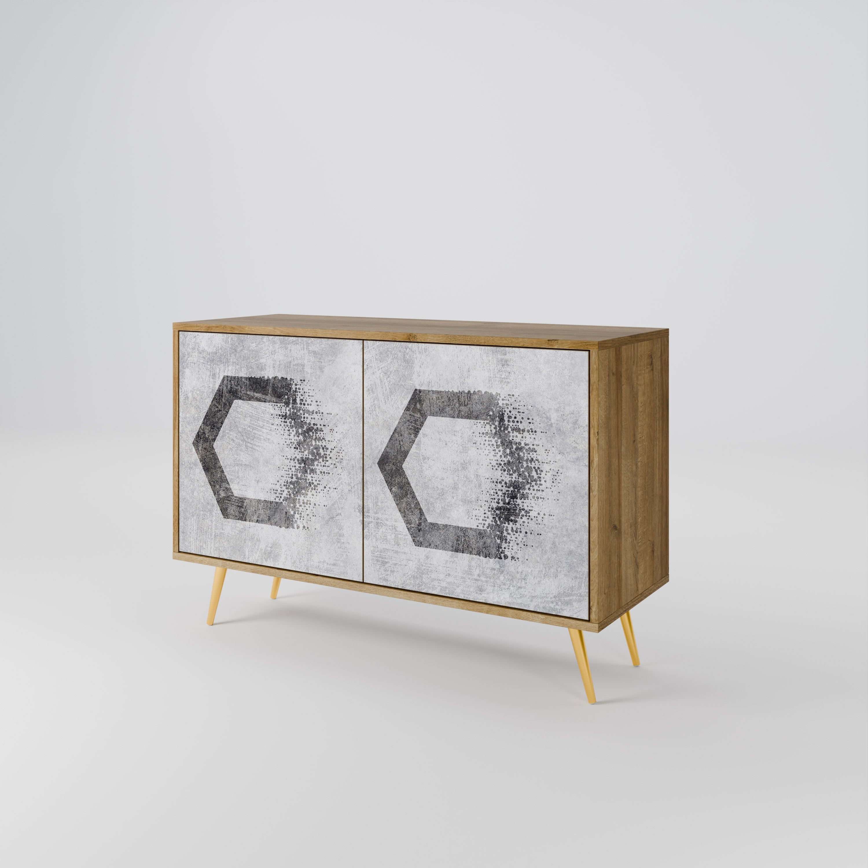 HEXAGONAL FIGURES Sideboard mit 2 Türen in Eichenoptik