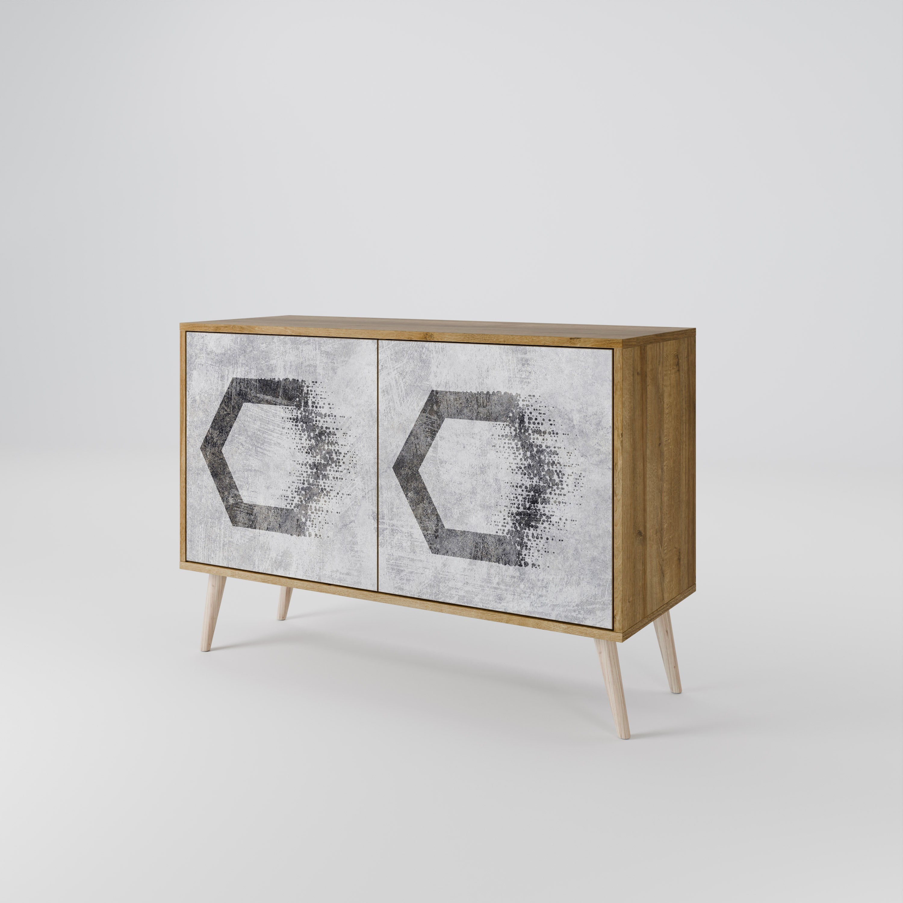 HEXAGONAL FIGURES Sideboard mit 2 Türen in Eichenoptik