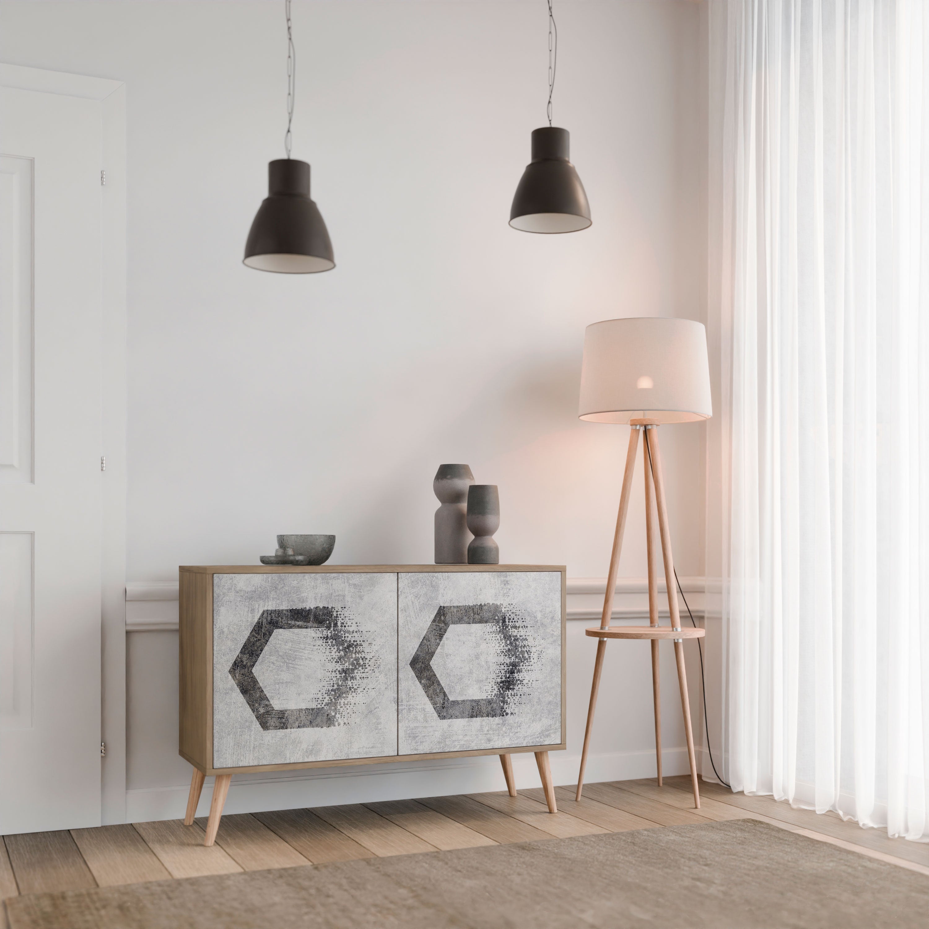 HEXAGONAL FIGURES Sideboard mit 2 Türen in Eichenoptik