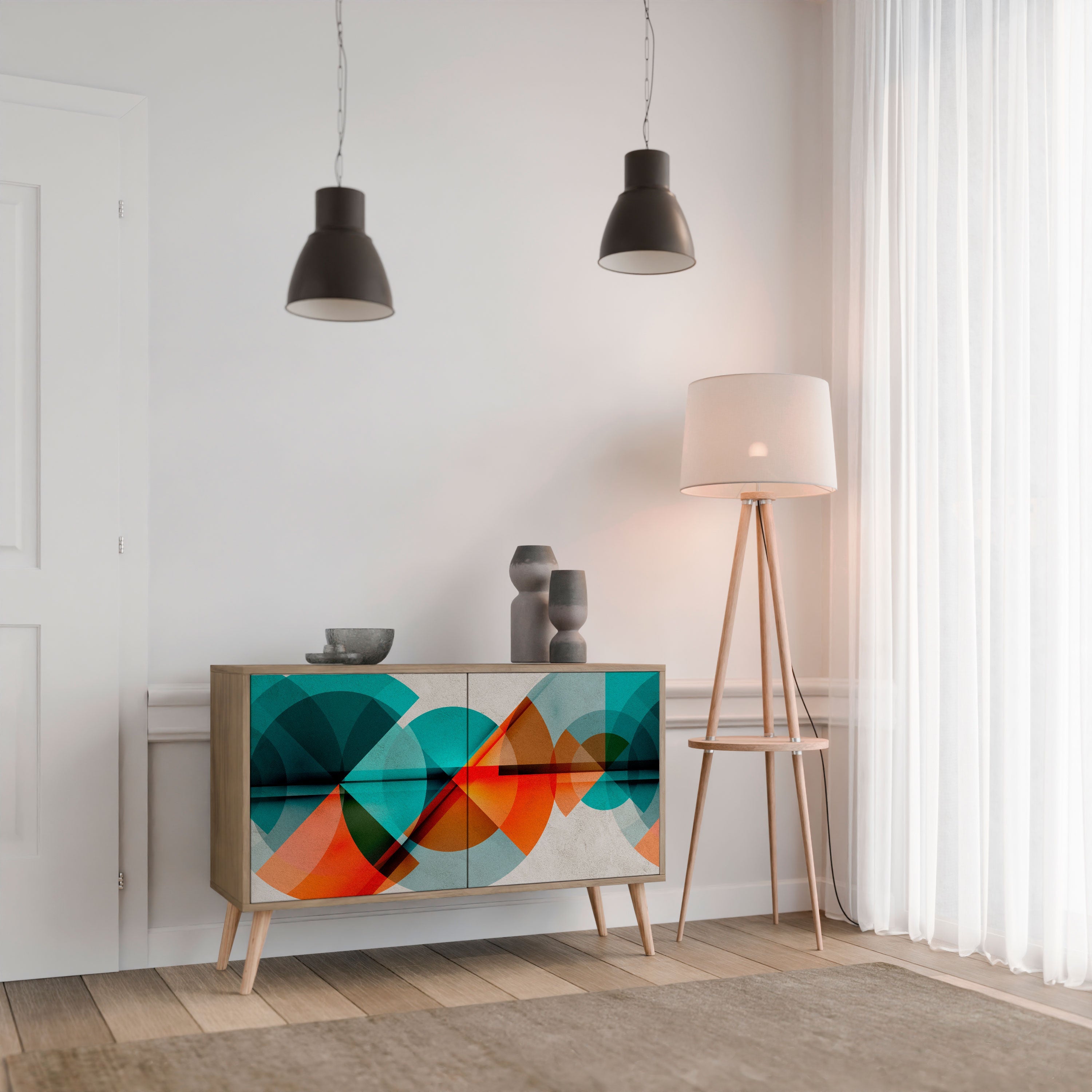 CIRCULAR RHAPSODY Sideboard mit 2 Türen in Eichenoptik