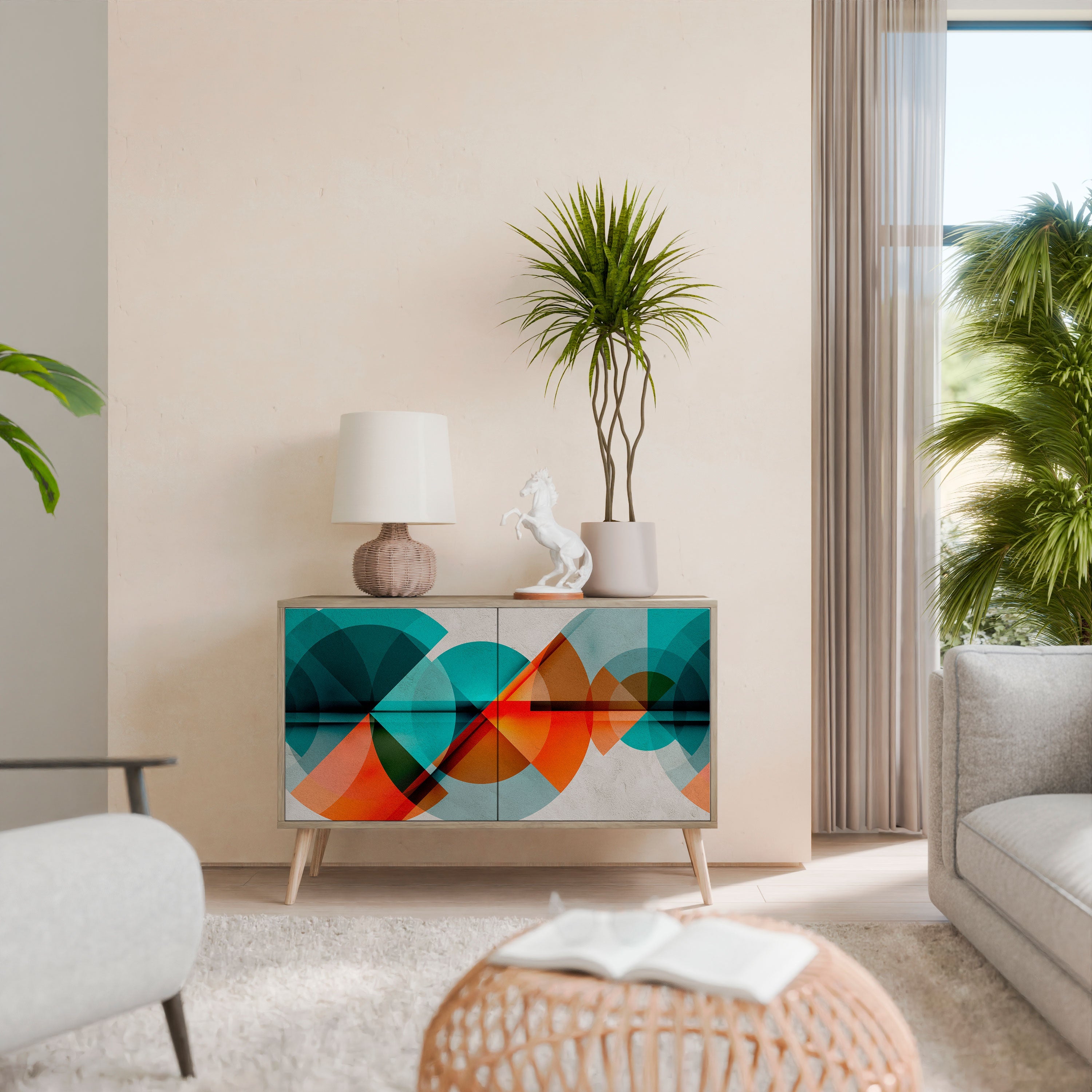CIRCULAR RHAPSODY Sideboard mit 2 Türen in Eichenoptik