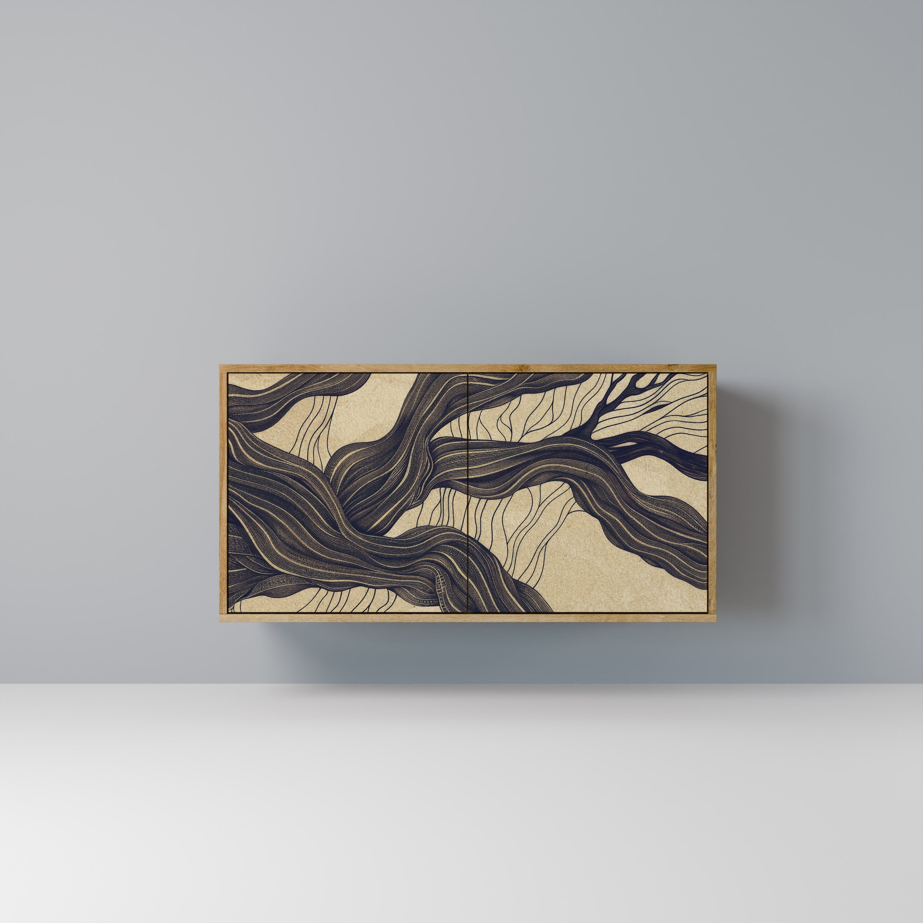 UNIFIED FRAGMENTS Sideboard mit 2 Türen in Eichenoptik