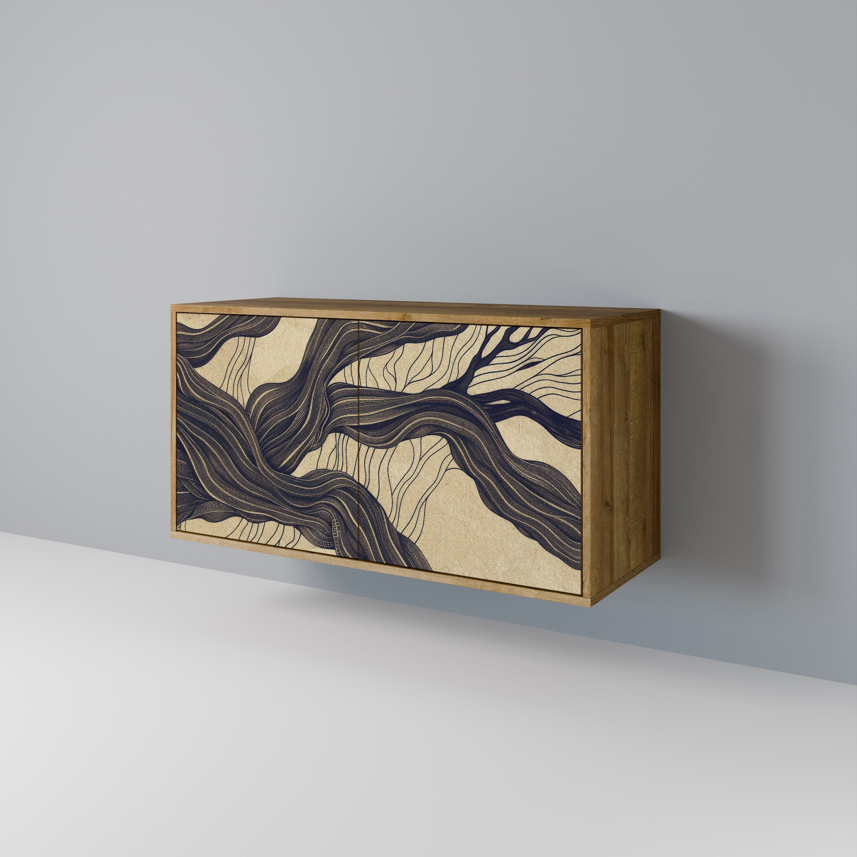 UNIFIED FRAGMENTS Sideboard mit 2 Türen in Eichenoptik