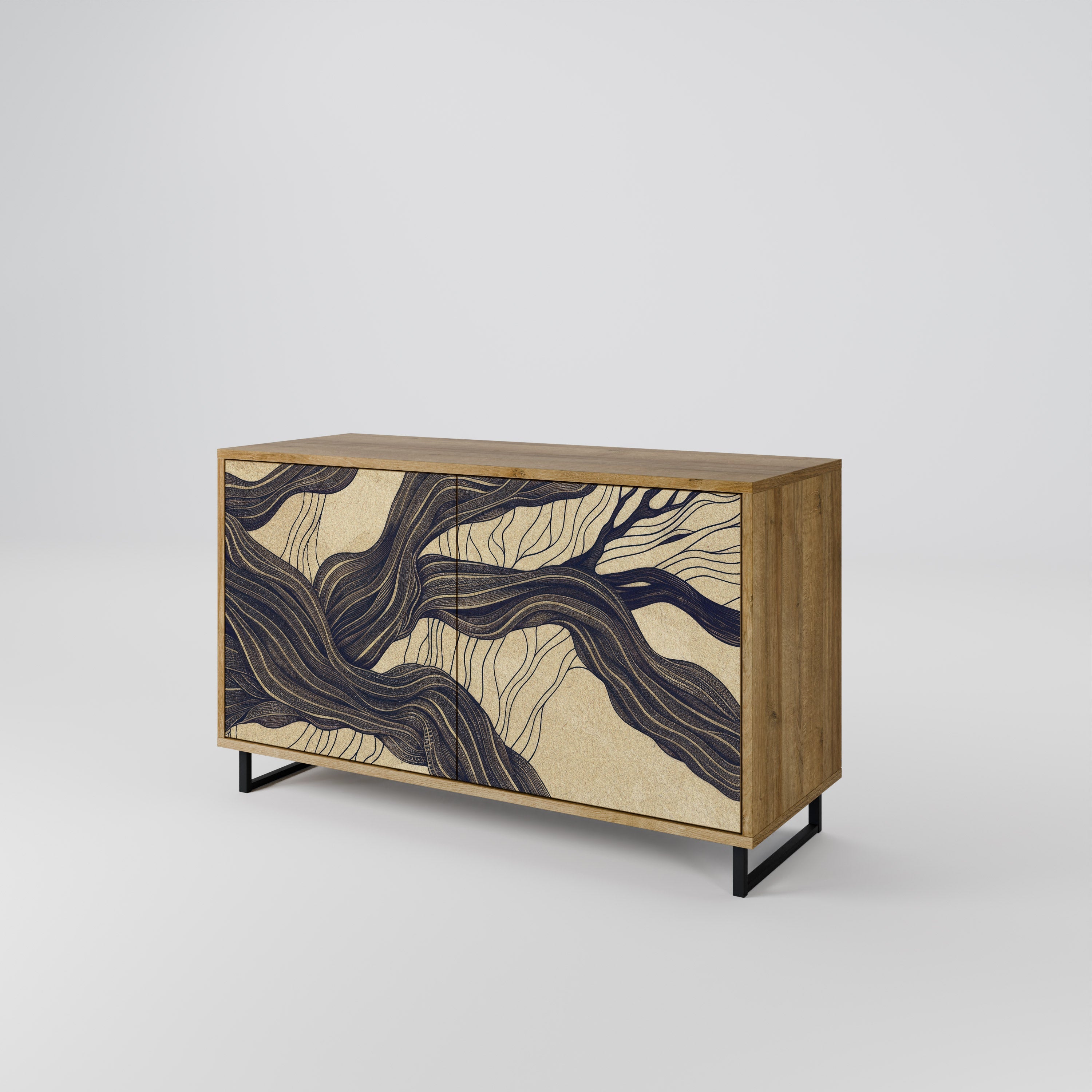 UNIFIED FRAGMENTS Sideboard mit 2 Türen in Eichenoptik
