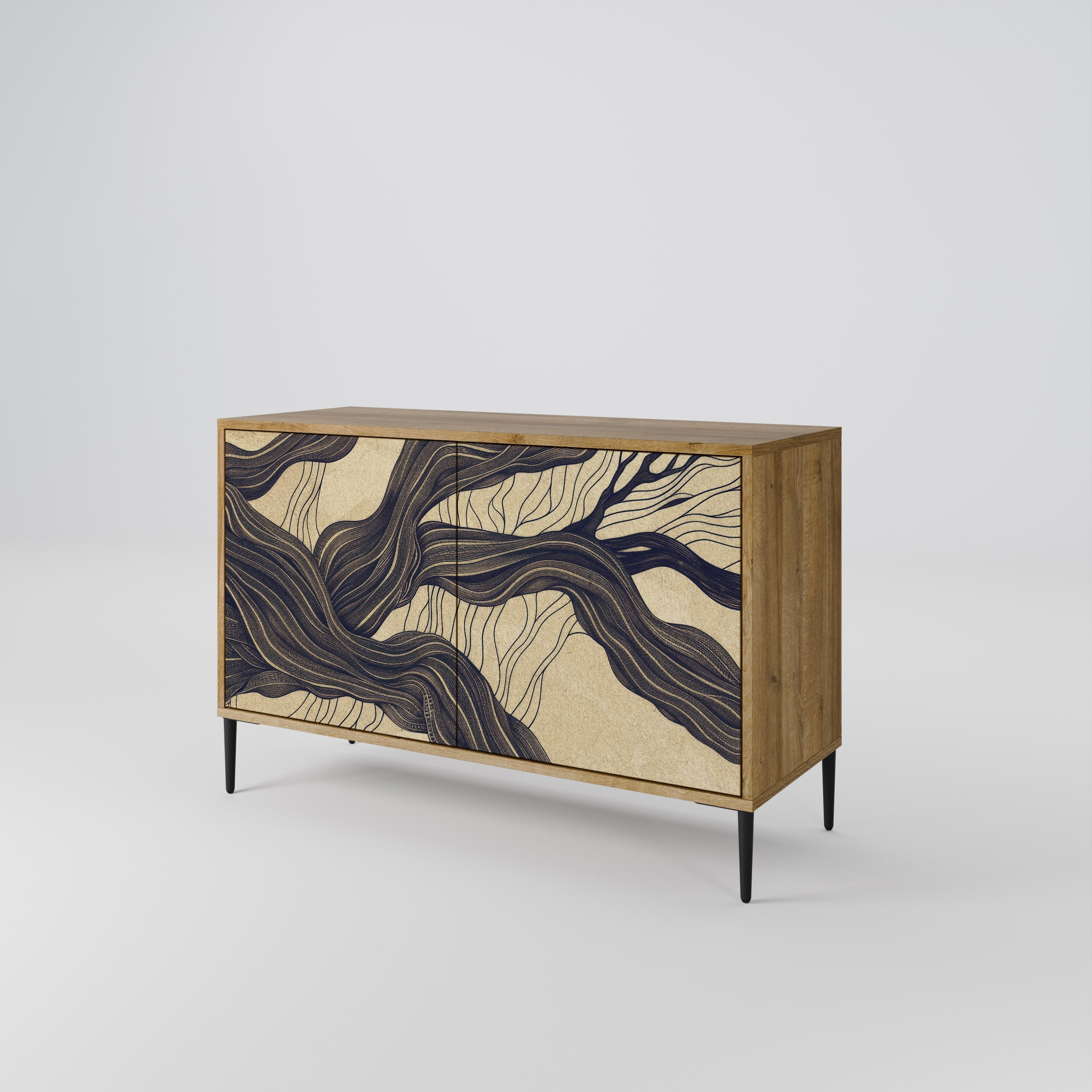 UNIFIED FRAGMENTS Sideboard mit 2 Türen in Eichenoptik