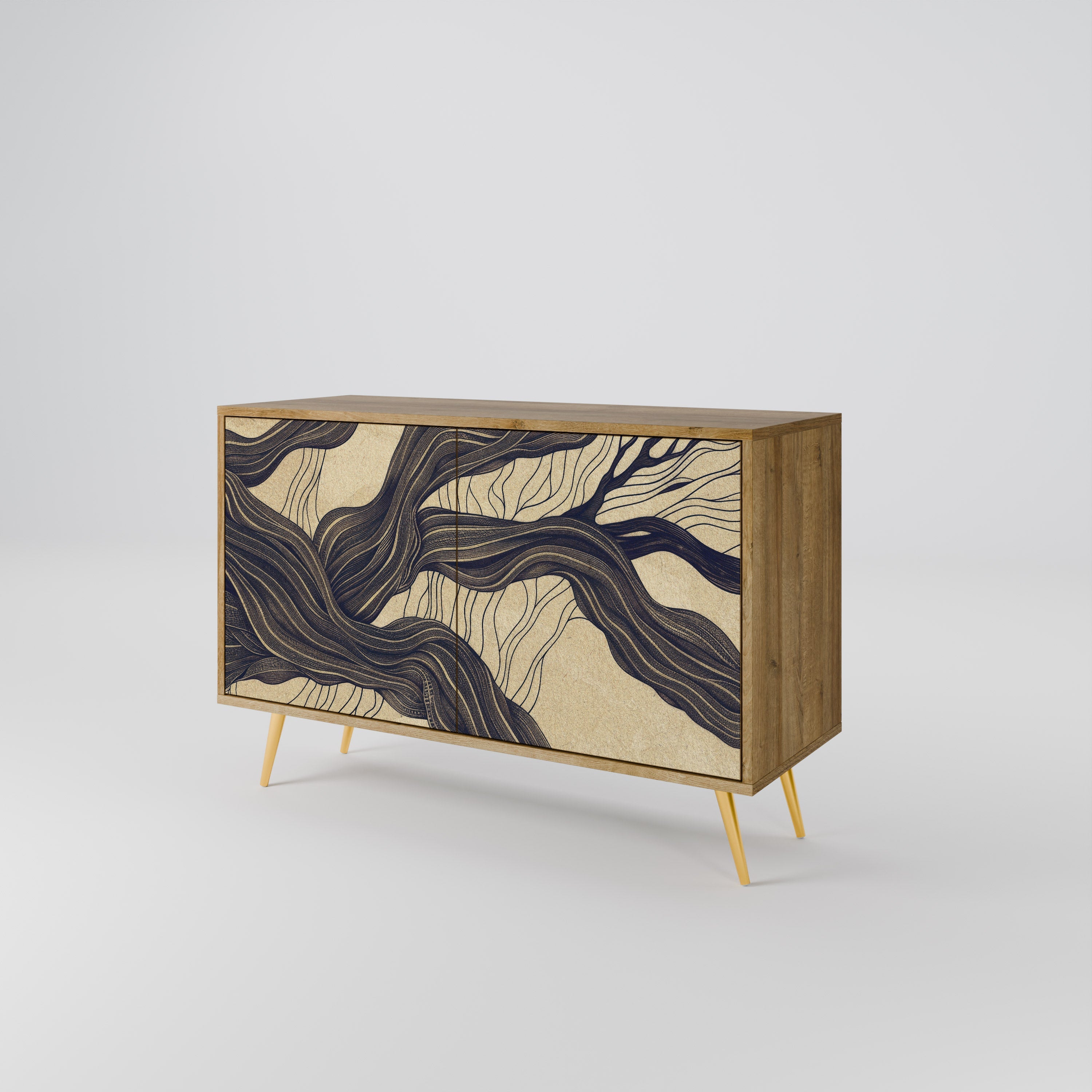 UNIFIED FRAGMENTS Sideboard mit 2 Türen in Eichenoptik