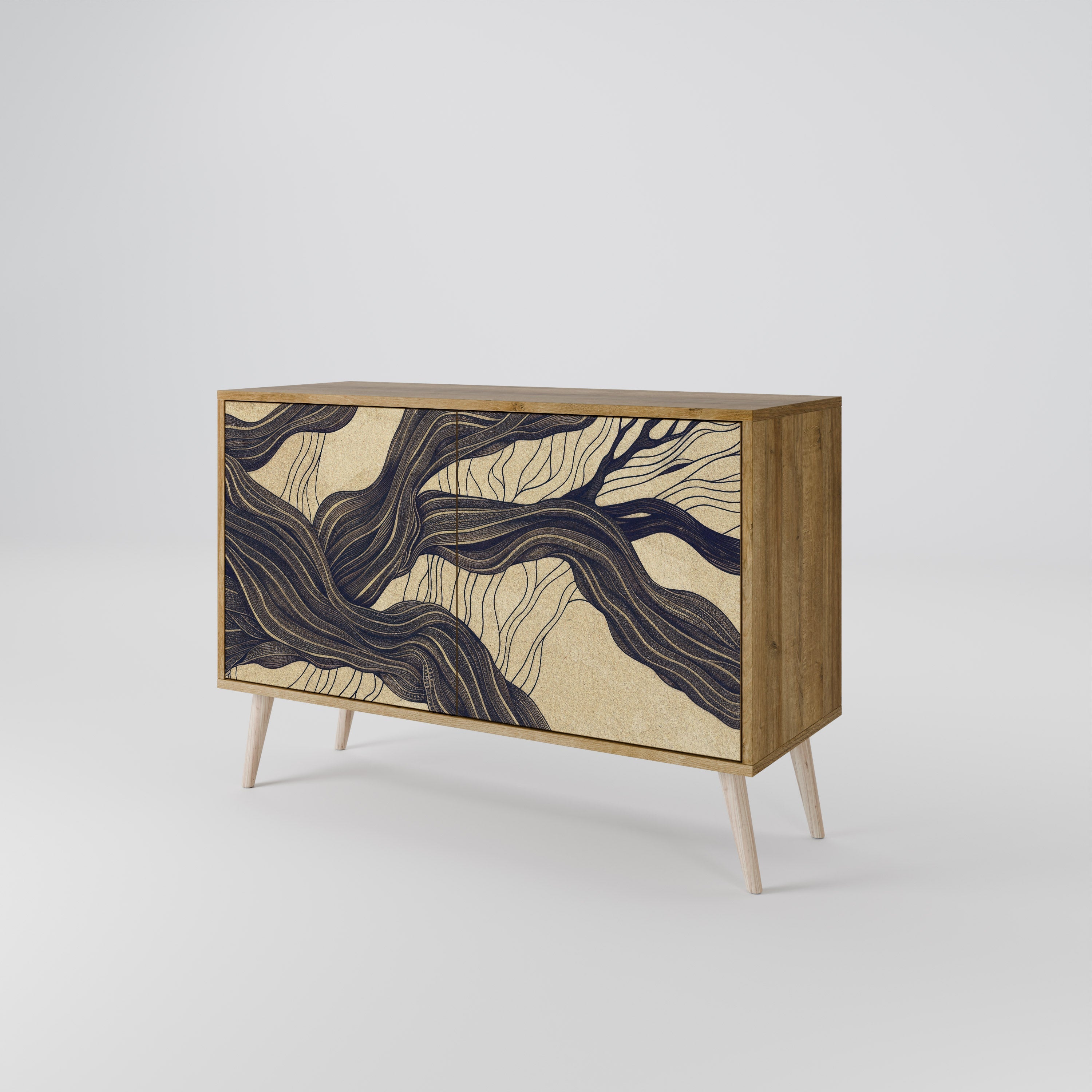 UNIFIED FRAGMENTS Sideboard mit 2 Türen in Eichenoptik