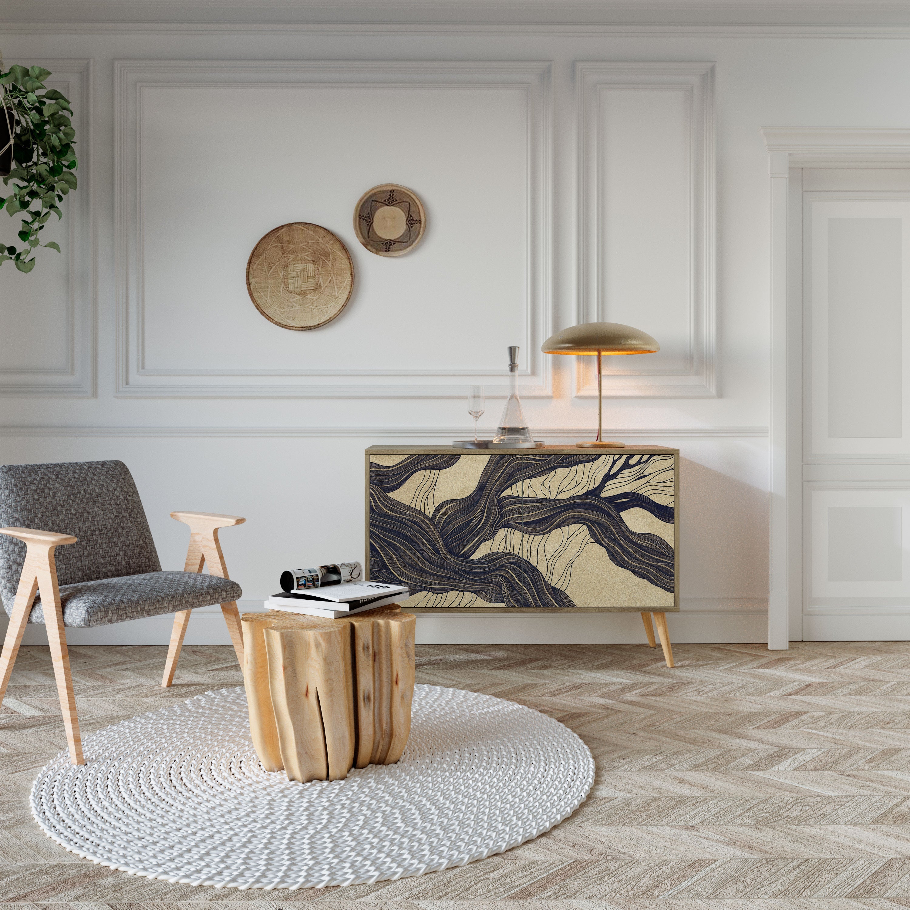UNIFIED FRAGMENTS Sideboard mit 2 Türen in Eichenoptik