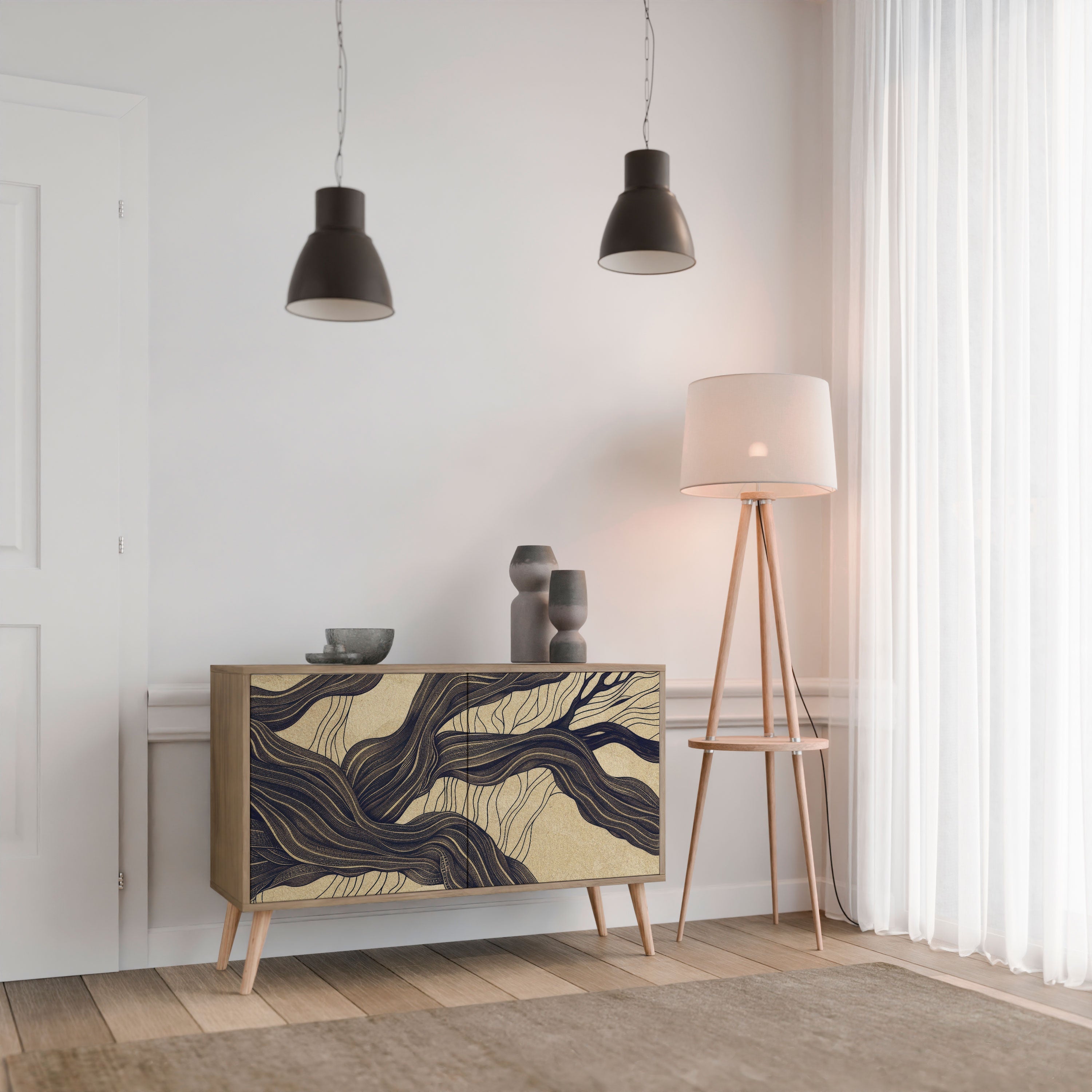 UNIFIED FRAGMENTS Sideboard mit 2 Türen in Eichenoptik