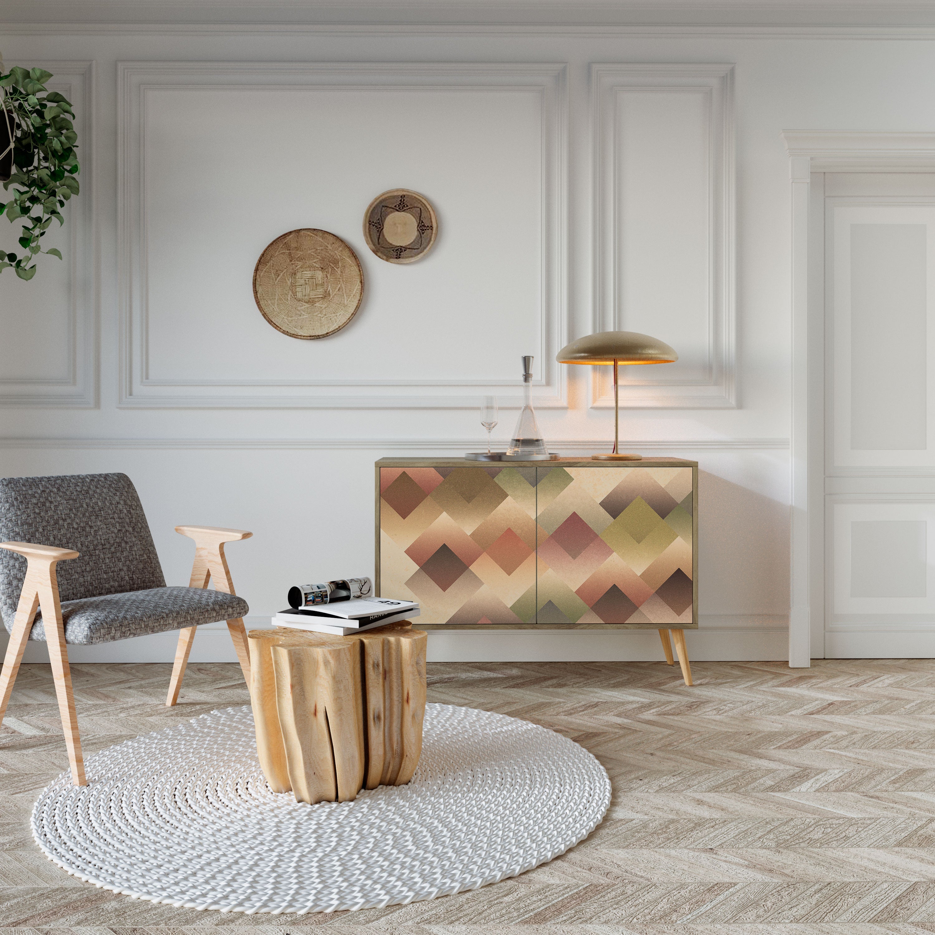 GEOMETRIC FUSION Sideboard mit 2 Türen in Eichenoptik