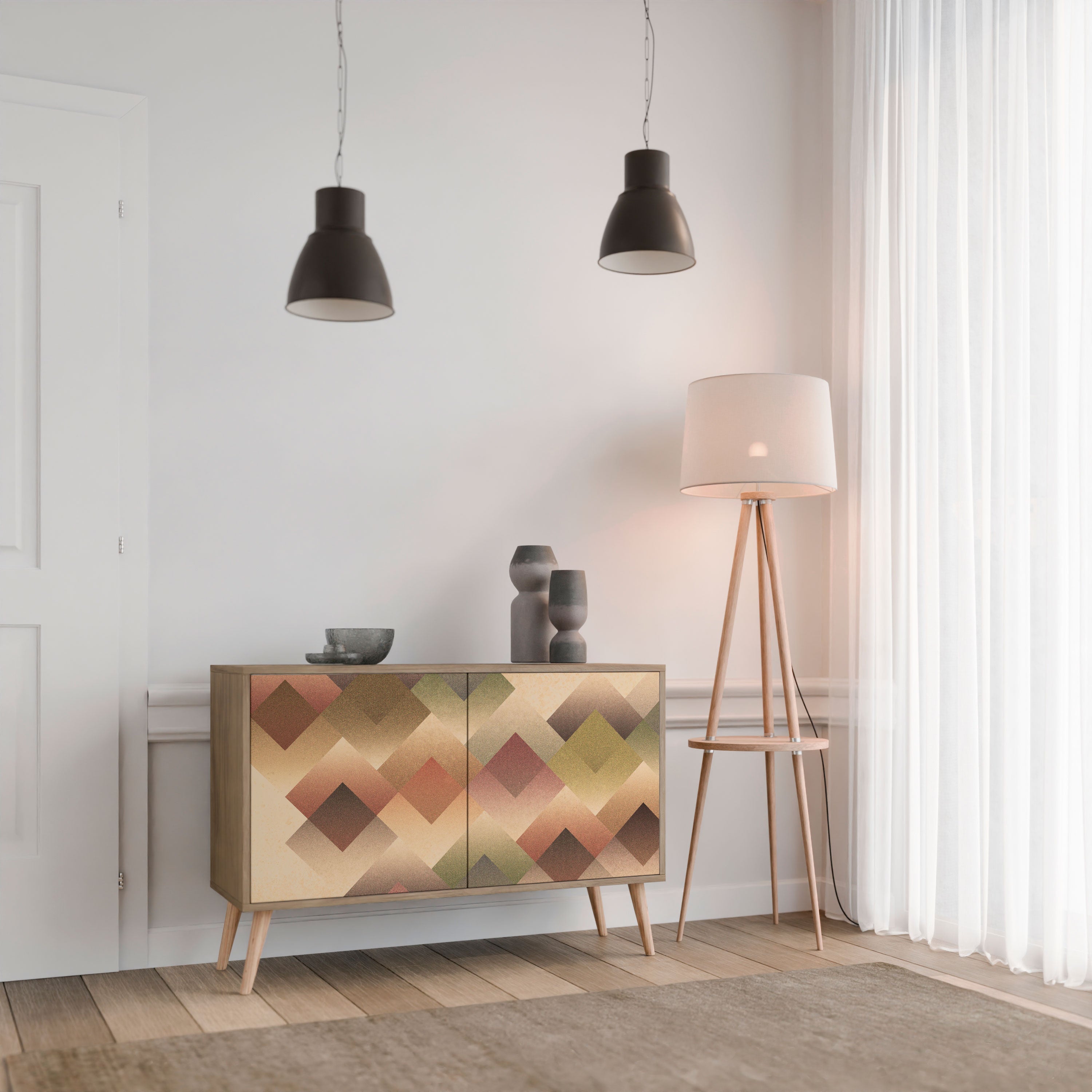 GEOMETRIC FUSION Sideboard mit 2 Türen in Eichenoptik