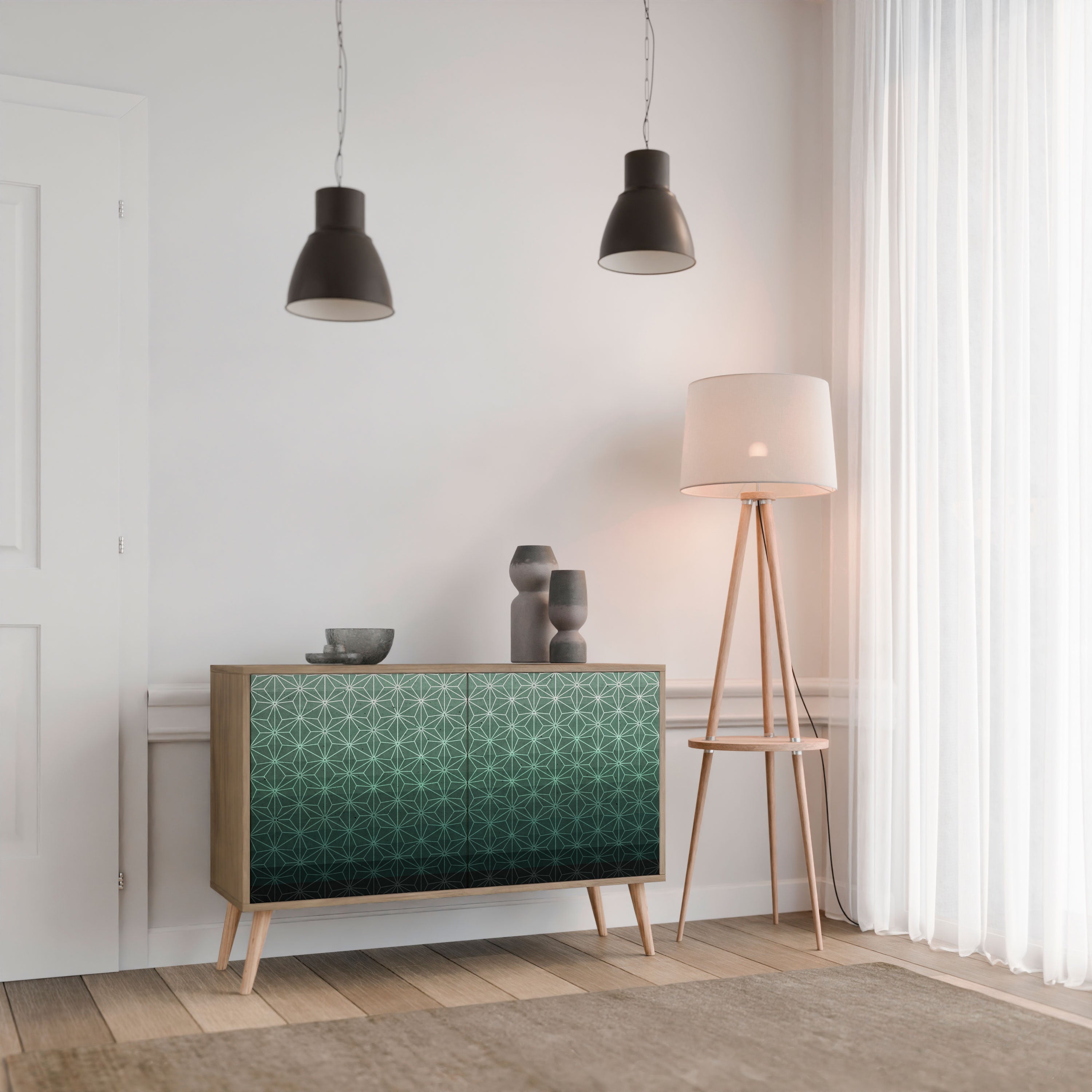 ORNAMENTAL GLIMMER Sideboard mit 2 Türen in Eichenoptik