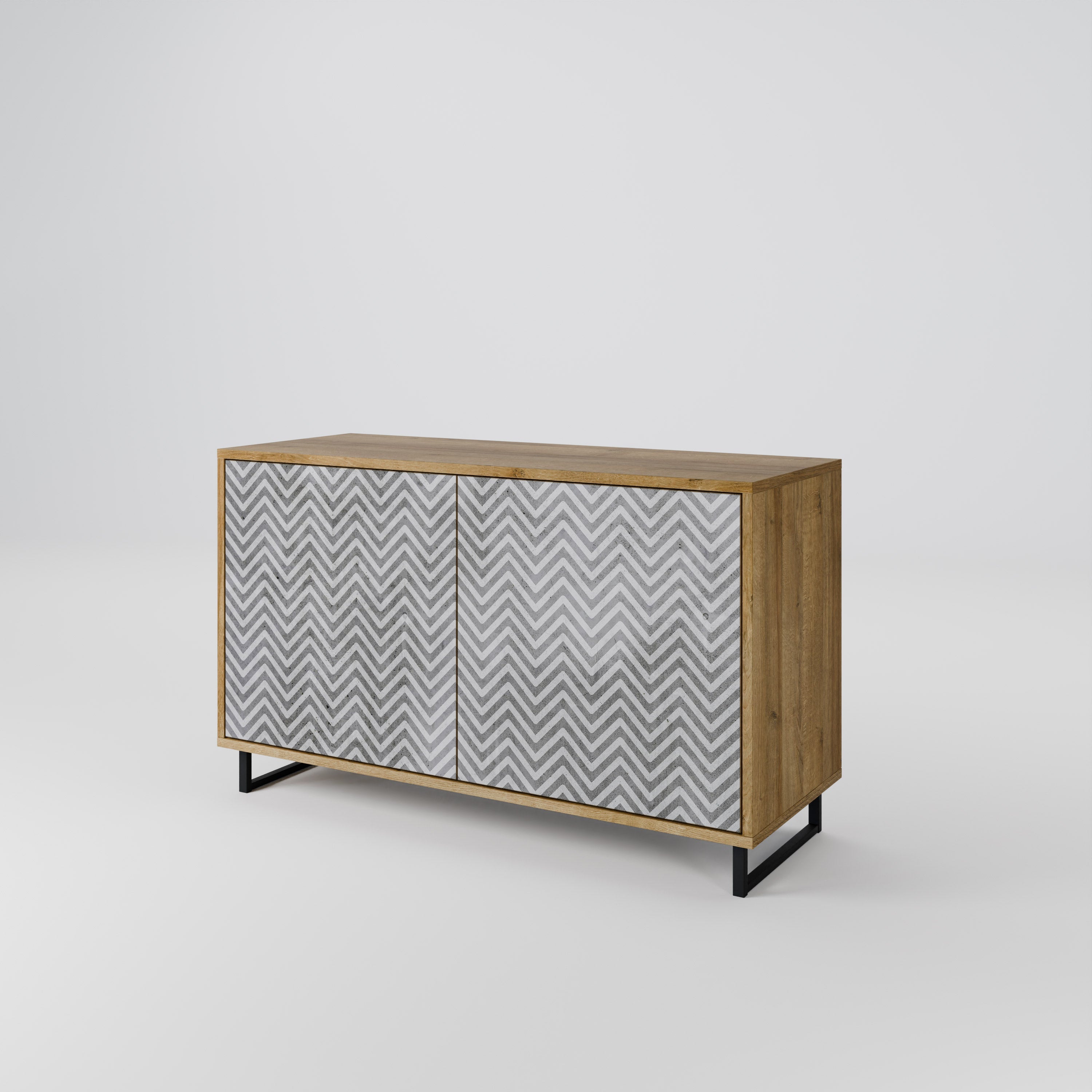 CONCRETE ZIG ZAG Sideboard mit 2 Türen in Eichenoptik