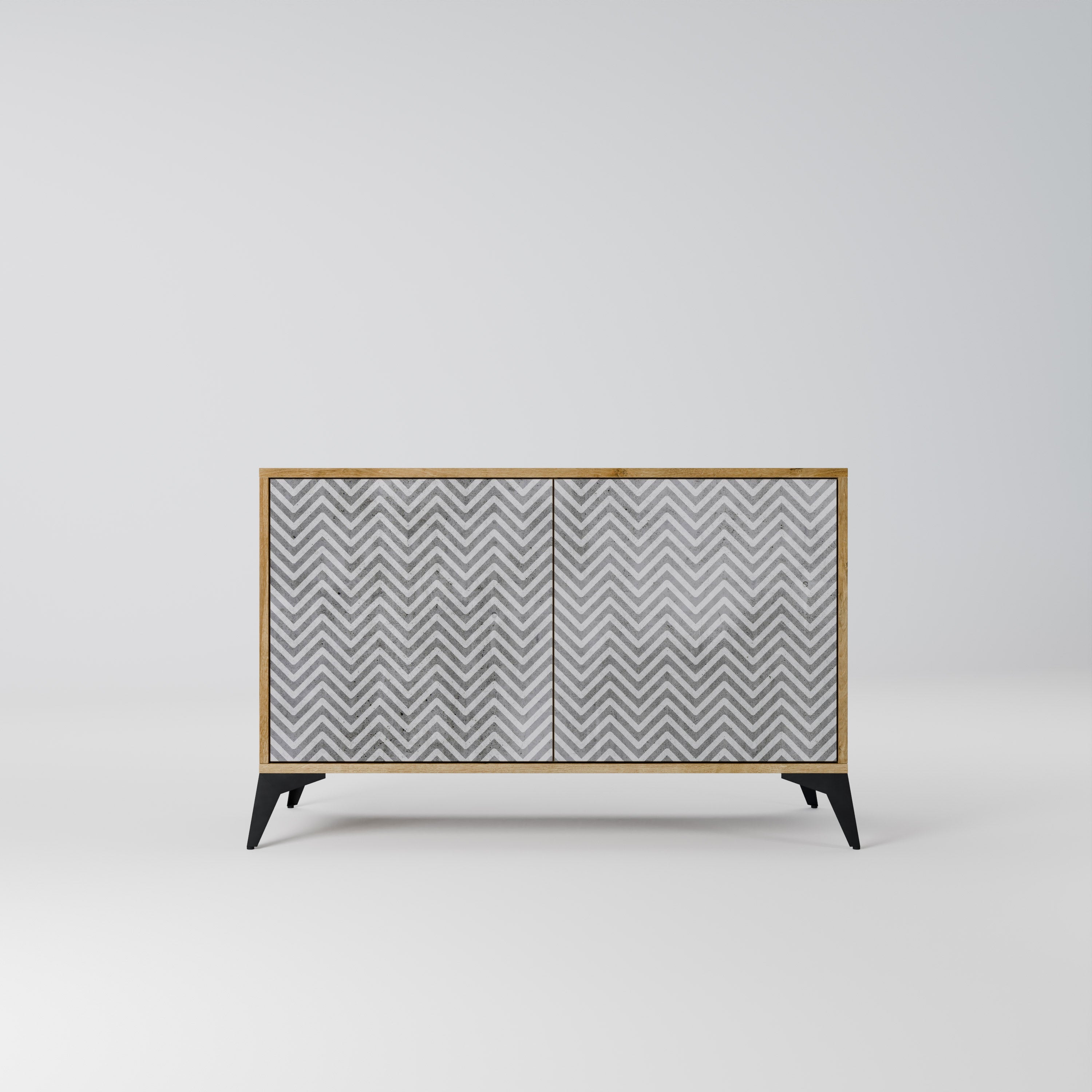 CONCRETE ZIG ZAG Sideboard mit 2 Türen in Eichenoptik
