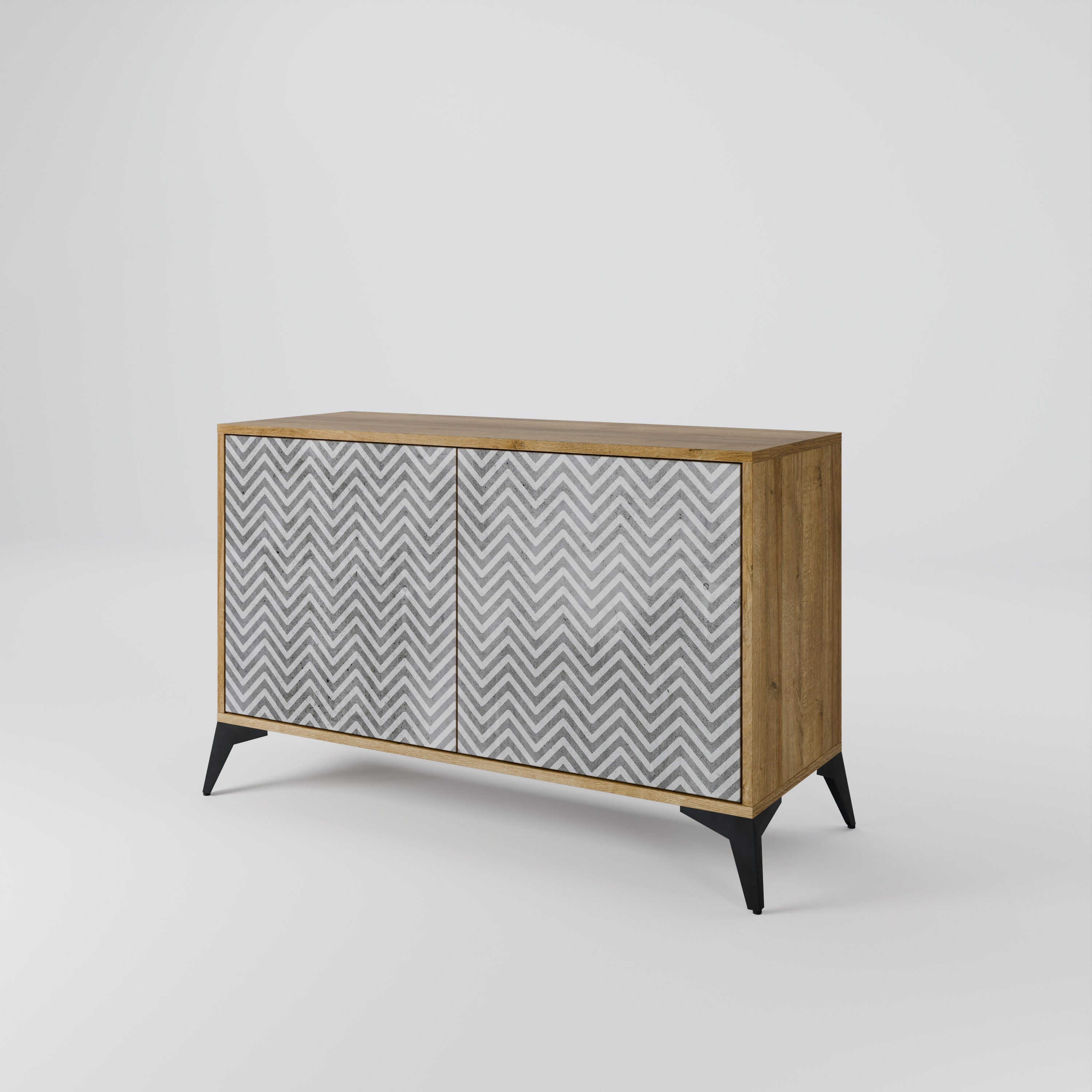 CONCRETE ZIG ZAG Sideboard mit 2 Türen in Eichenoptik