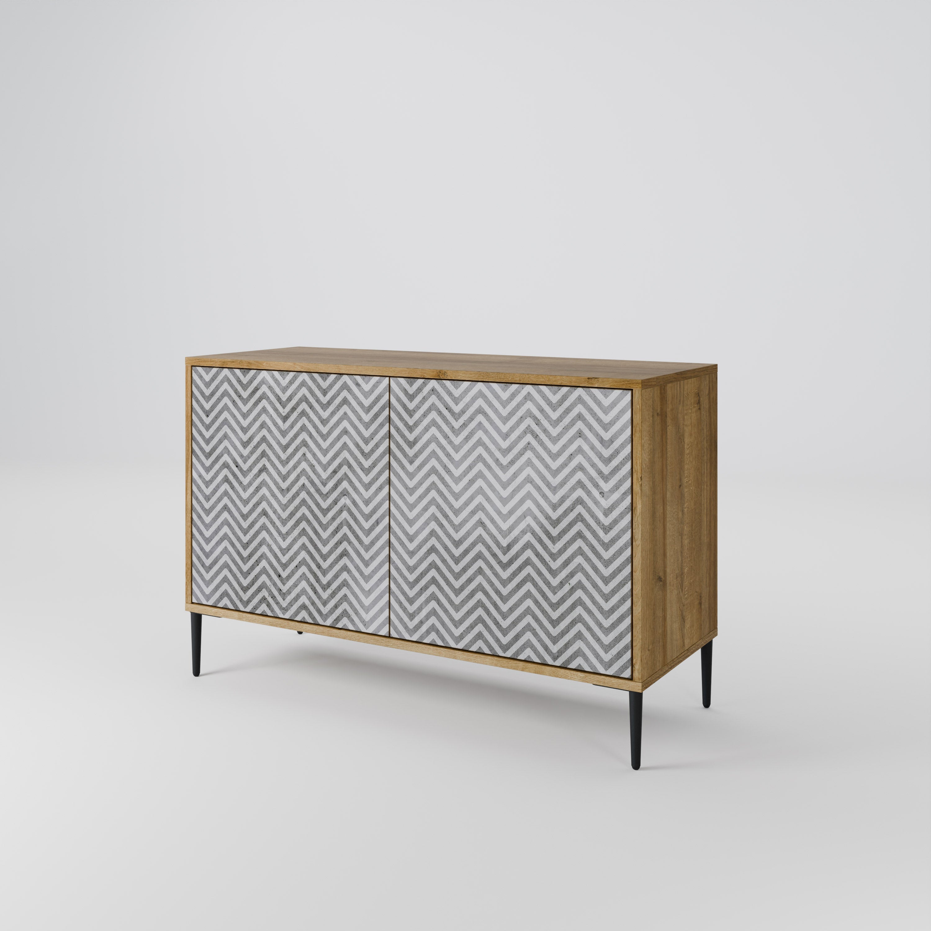 CONCRETE ZIG ZAG Sideboard mit 2 Türen in Eichenoptik