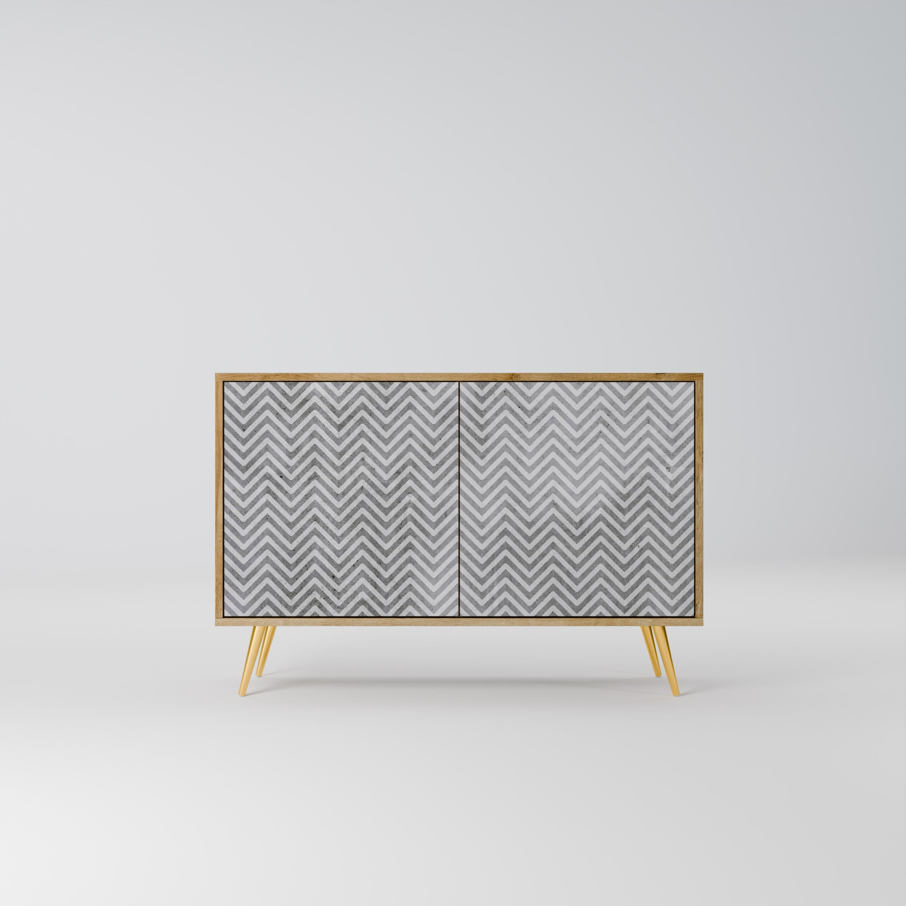 CONCRETE ZIG ZAG Sideboard mit 2 Türen in Eichenoptik