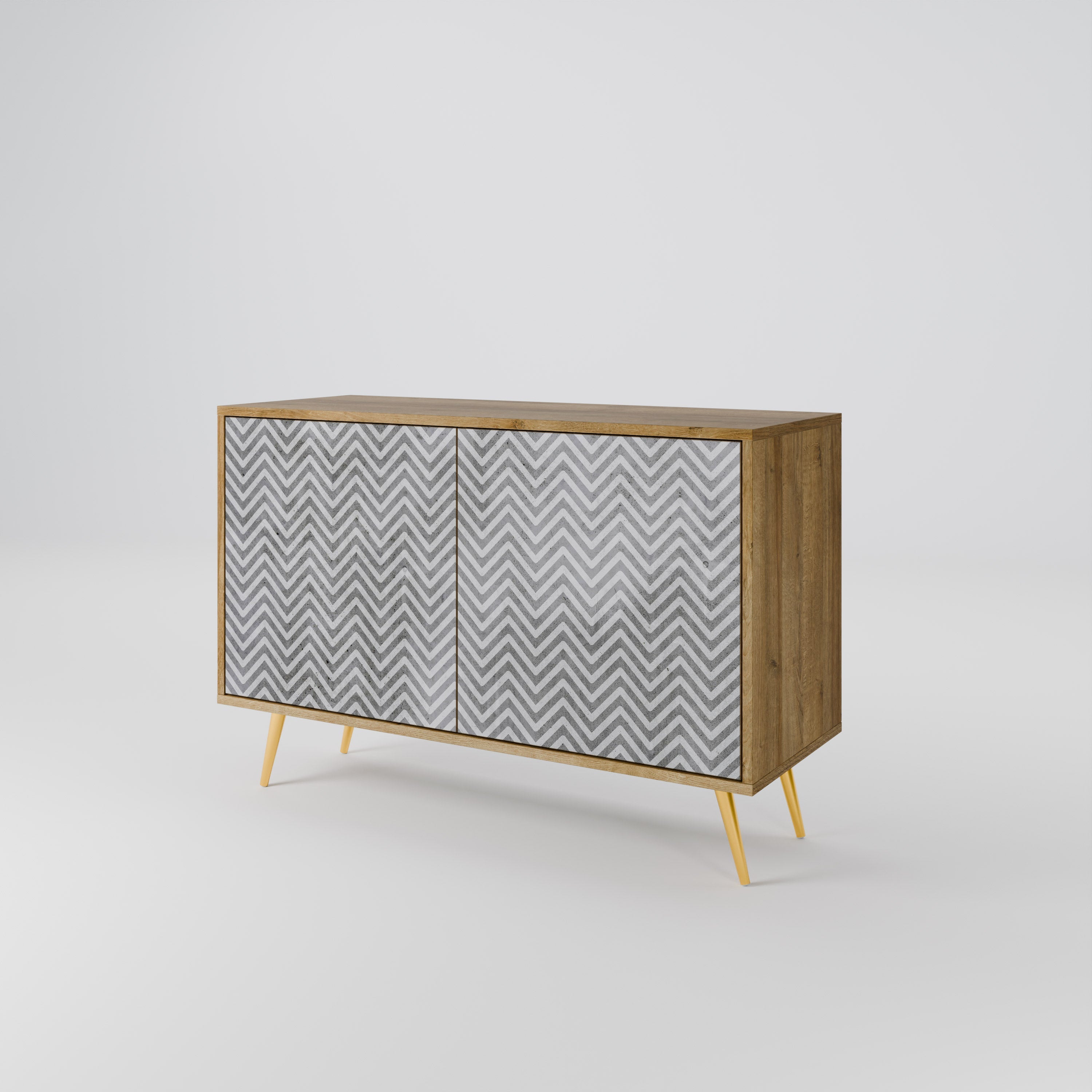 CONCRETE ZIG ZAG Sideboard mit 2 Türen in Eichenoptik