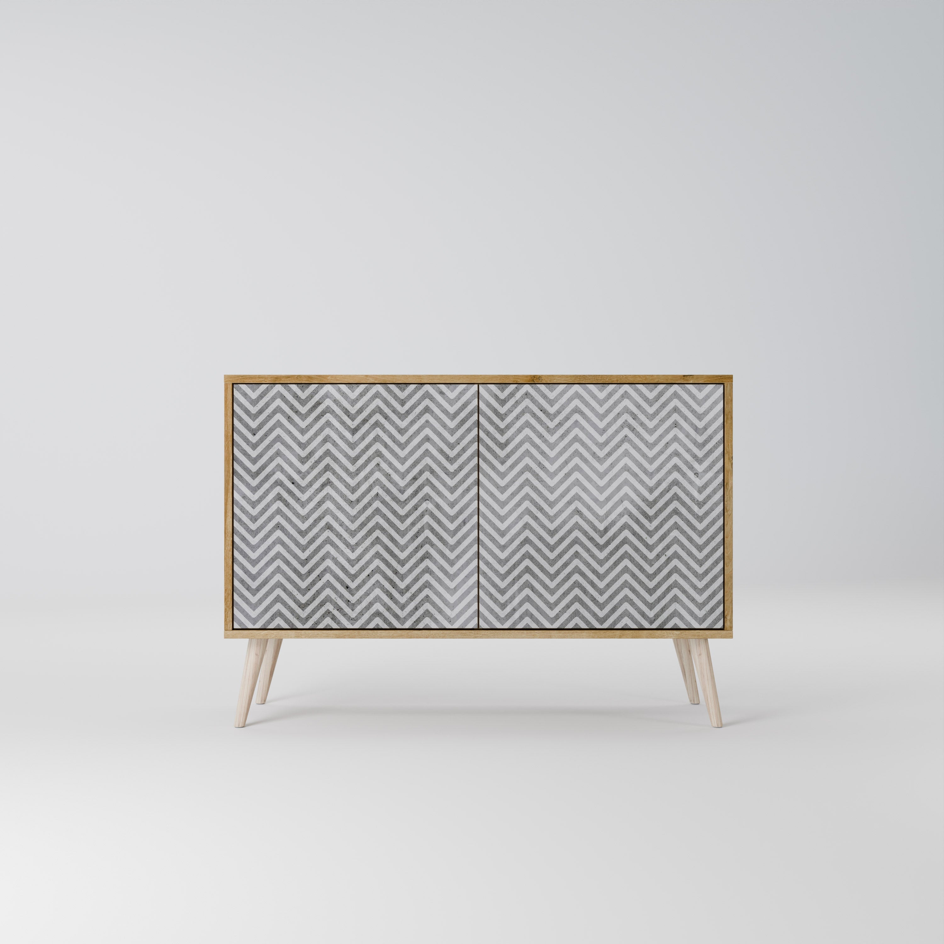 CONCRETE ZIG ZAG Sideboard mit 2 Türen in Eichenoptik