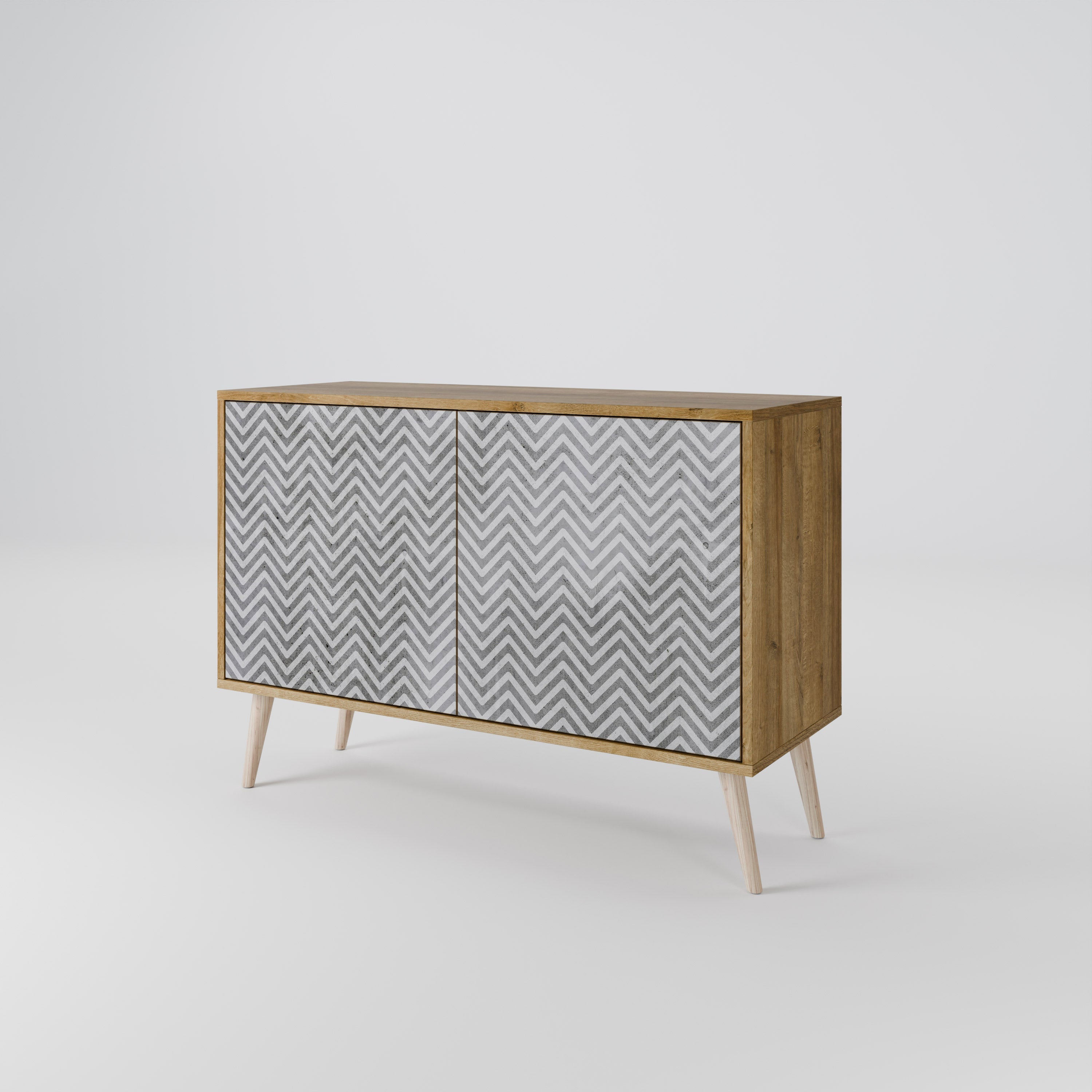 CONCRETE ZIG ZAG Sideboard mit 2 Türen in Eichenoptik