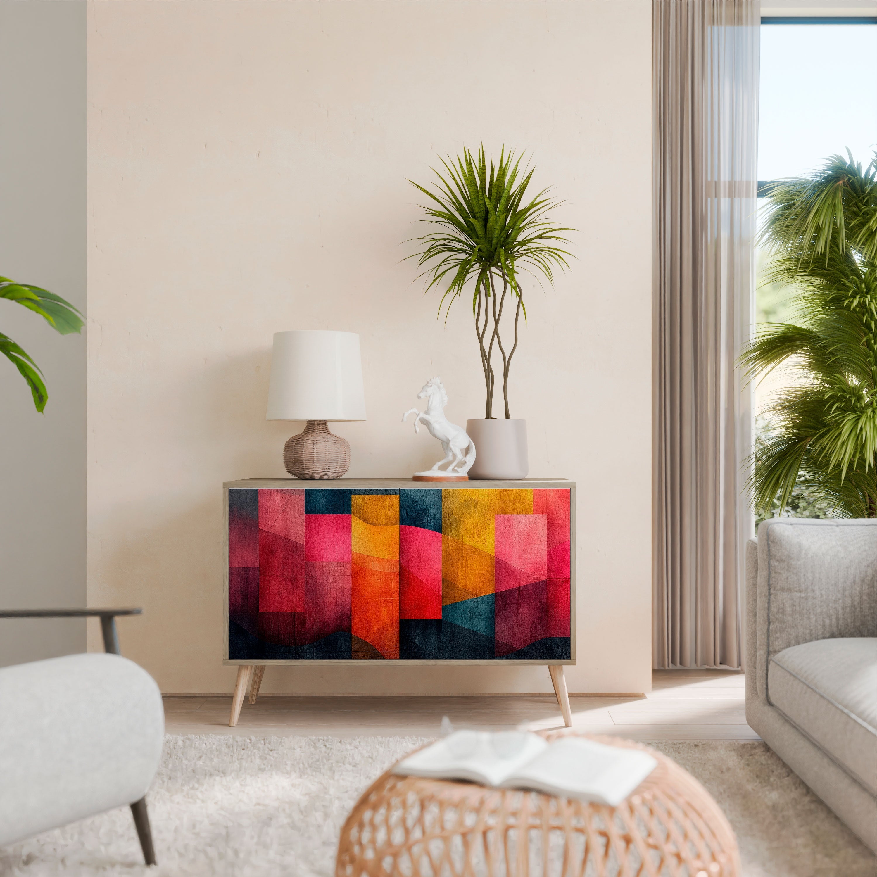 COLORFUL SOUNDS Sideboard mit 2 Türen in Eichenoptik