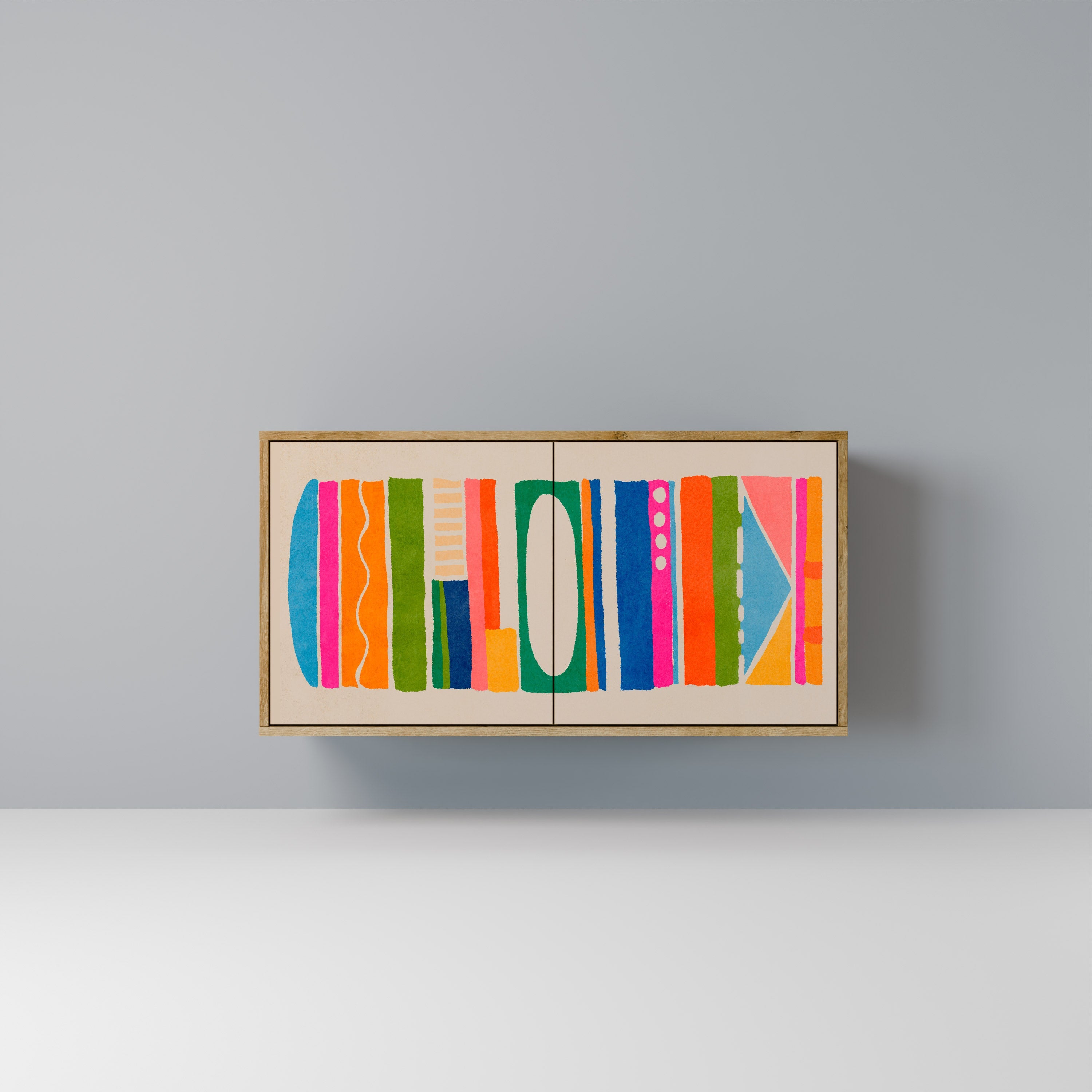 GEOMETRIC SHINE Sideboard mit 2 Türen in Eichenoptik
