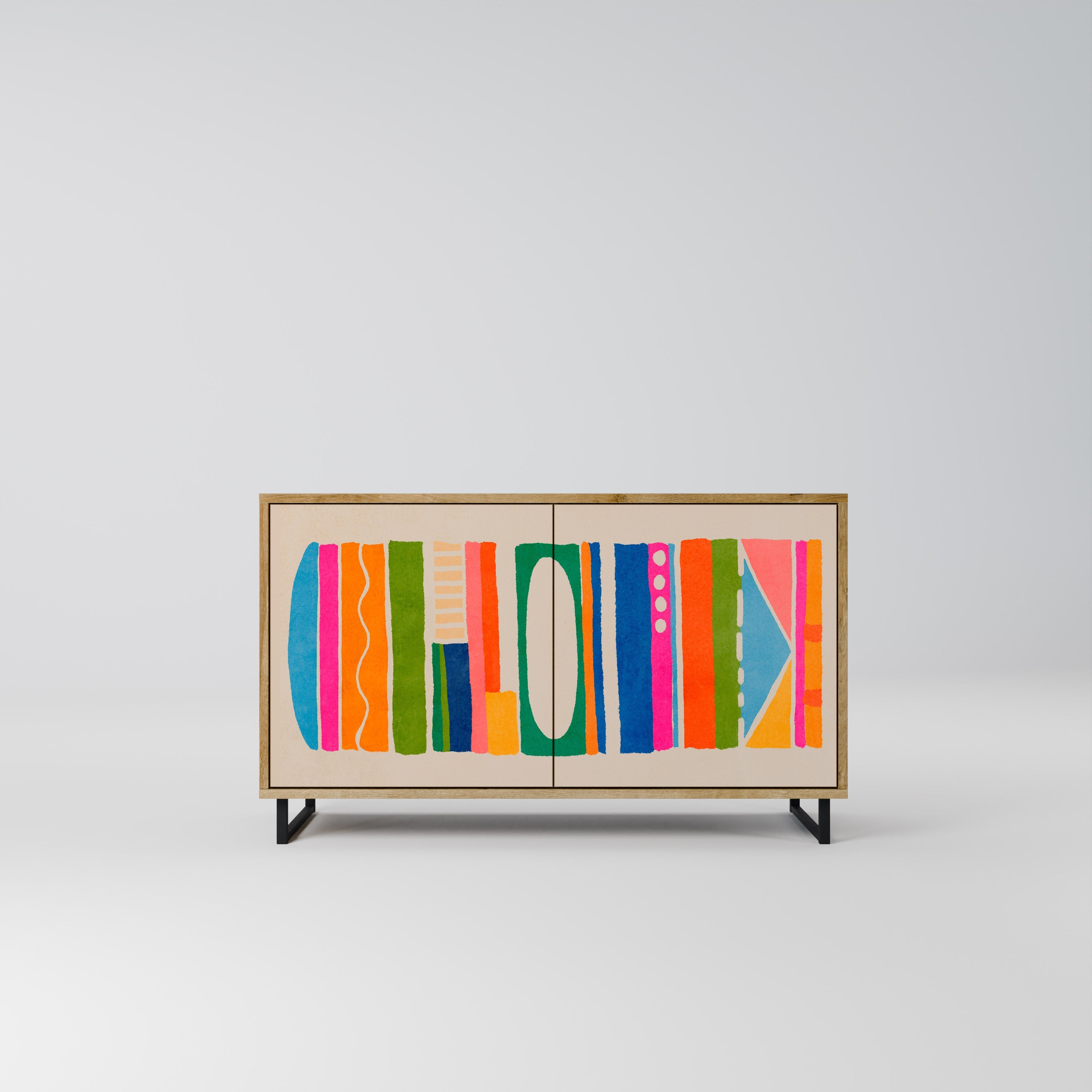 GEOMETRIC SHINE Sideboard mit 2 Türen in Eichenoptik