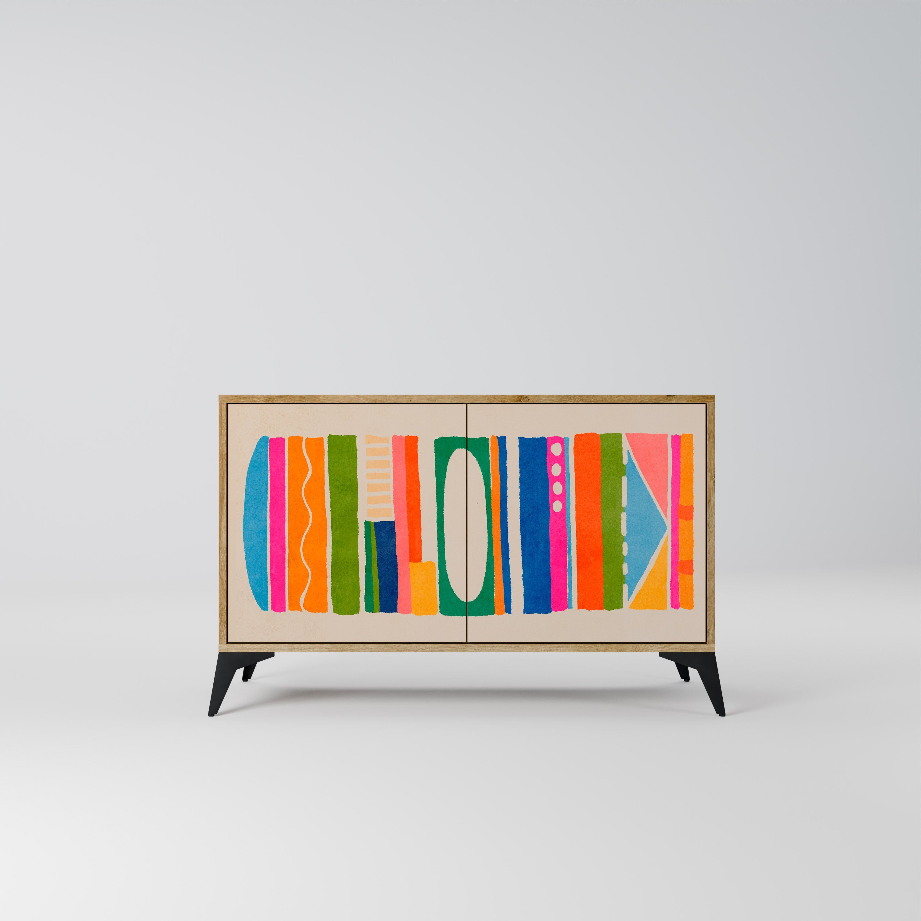 GEOMETRIC SHINE Sideboard mit 2 Türen in Eichenoptik