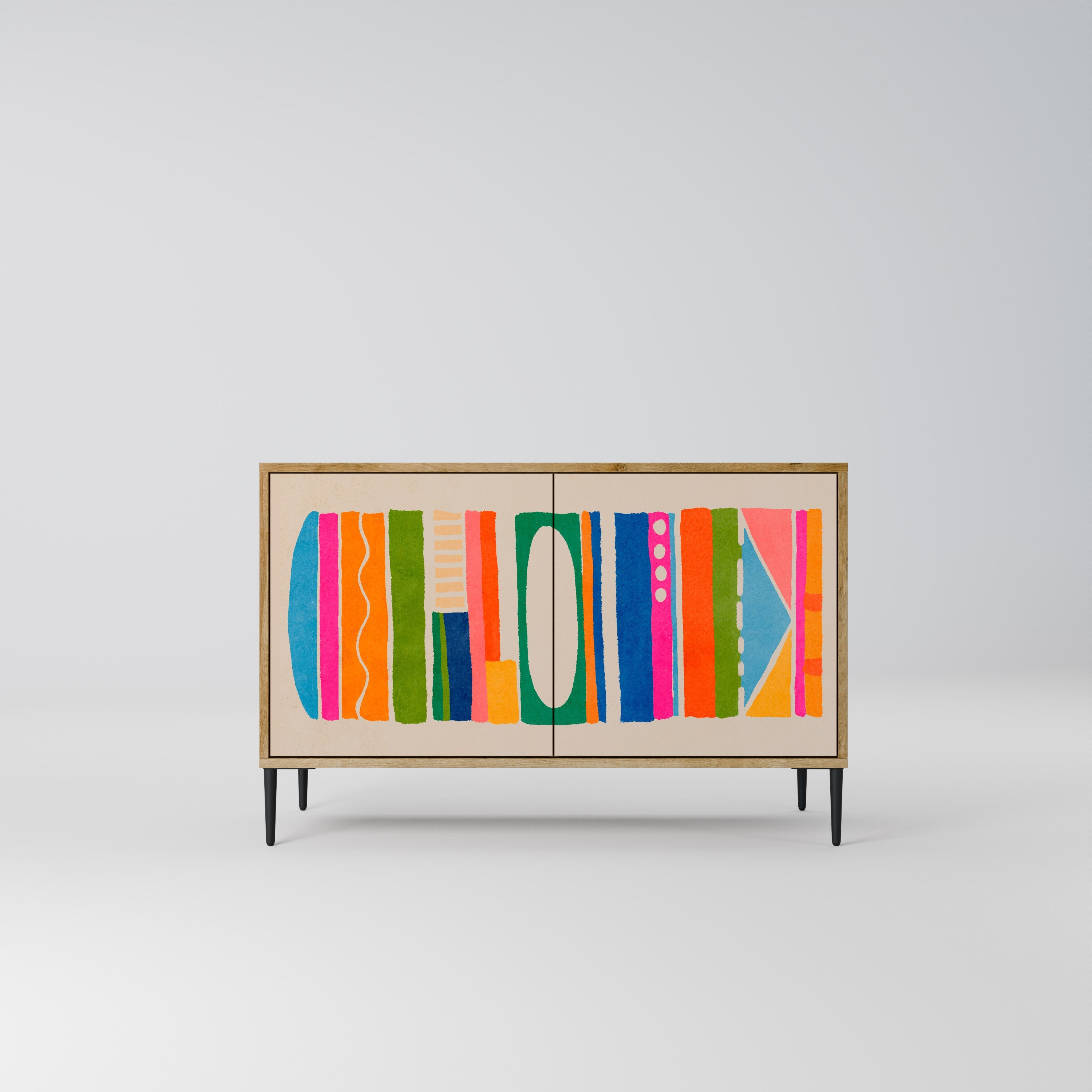 GEOMETRIC SHINE Sideboard mit 2 Türen in Eichenoptik