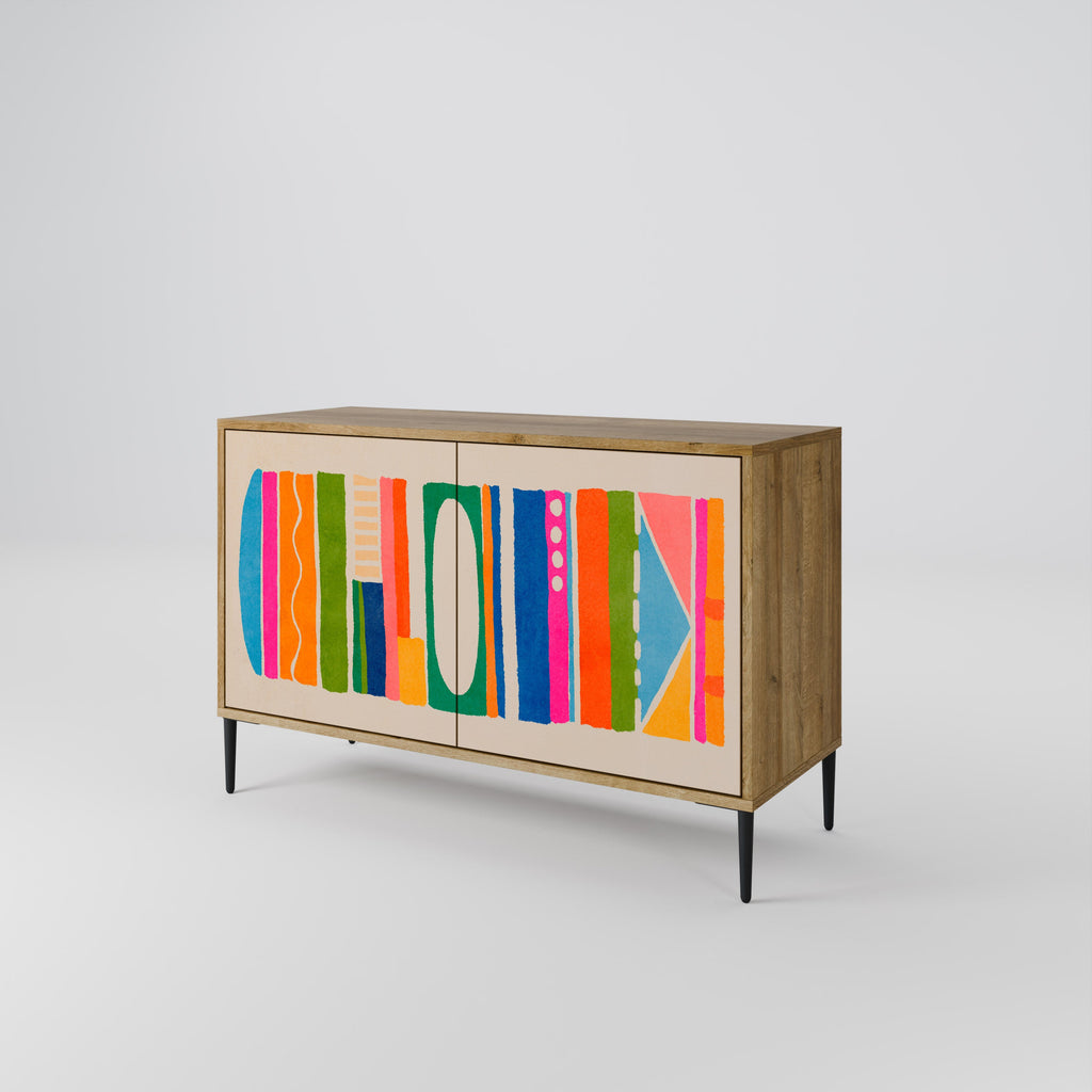 GEOMETRIC SHINE Sideboard mit 2 Türen in Eichenoptik