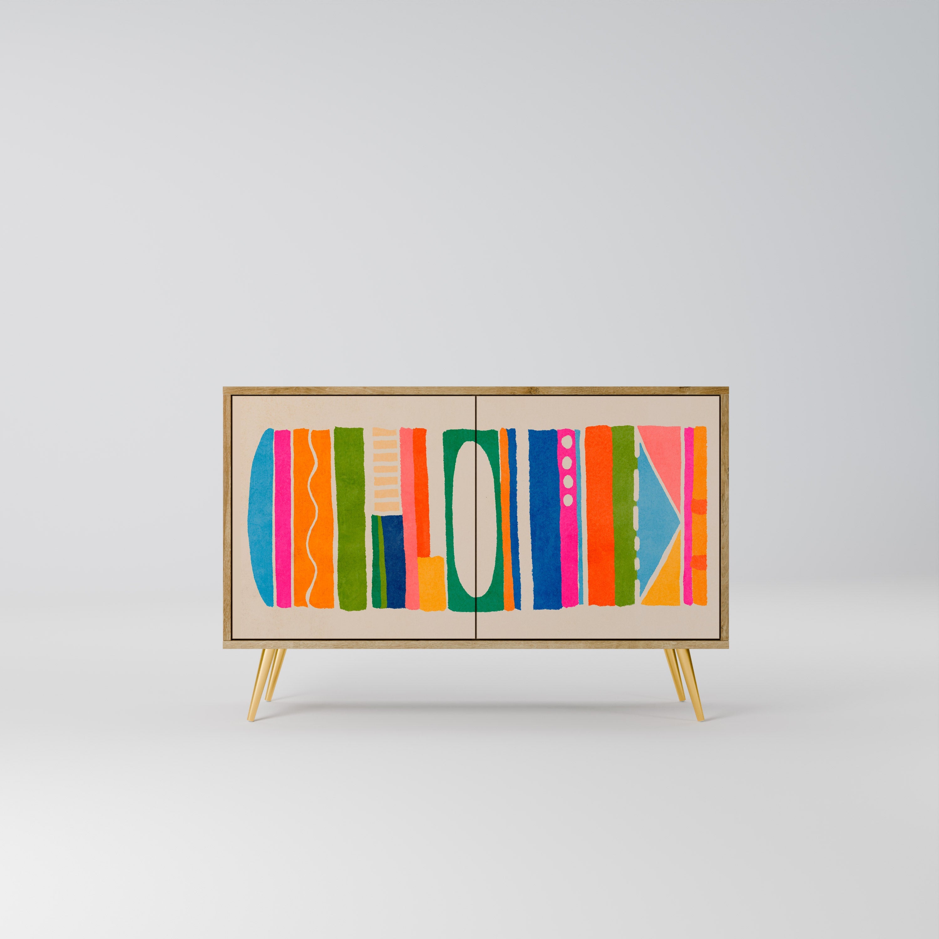 GEOMETRIC SHINE Sideboard mit 2 Türen in Eichenoptik