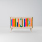 GEOMETRIC SHINE Sideboard mit 2 Türen in Eiche-Optik