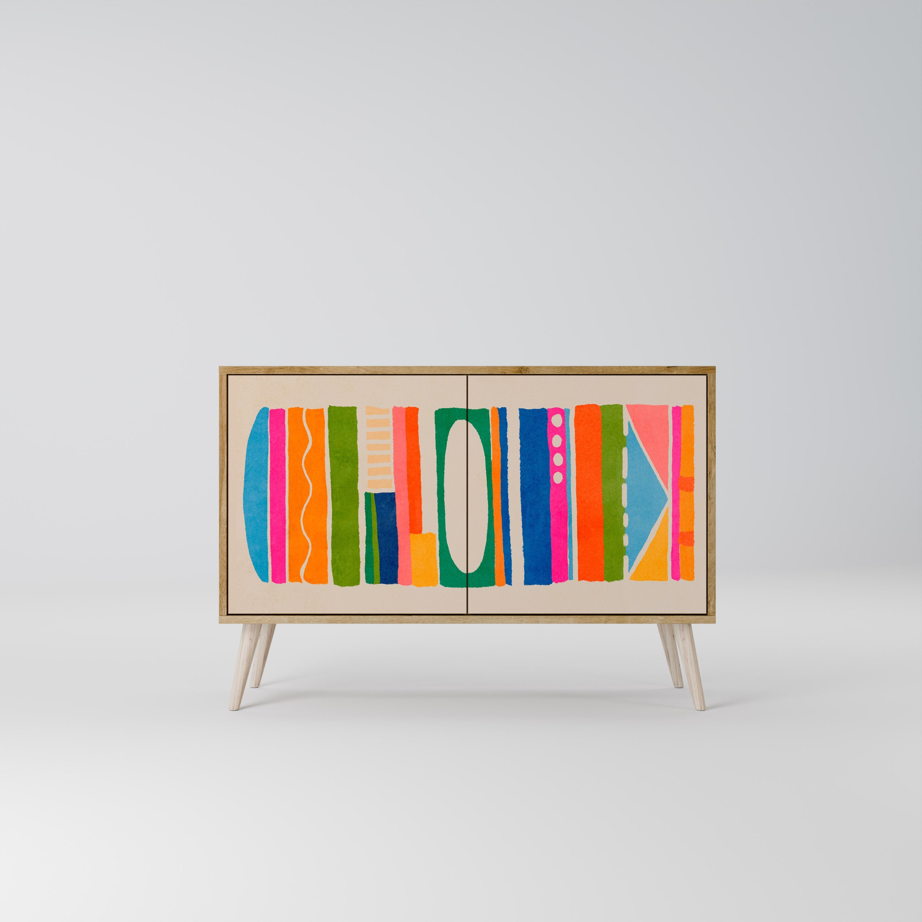 GEOMETRIC SHINE Sideboard mit 2 Türen in Eichenoptik