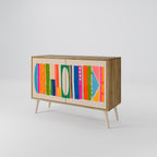 GEOMETRIC SHINE Sideboard mit 2 Türen in Eiche-Optik