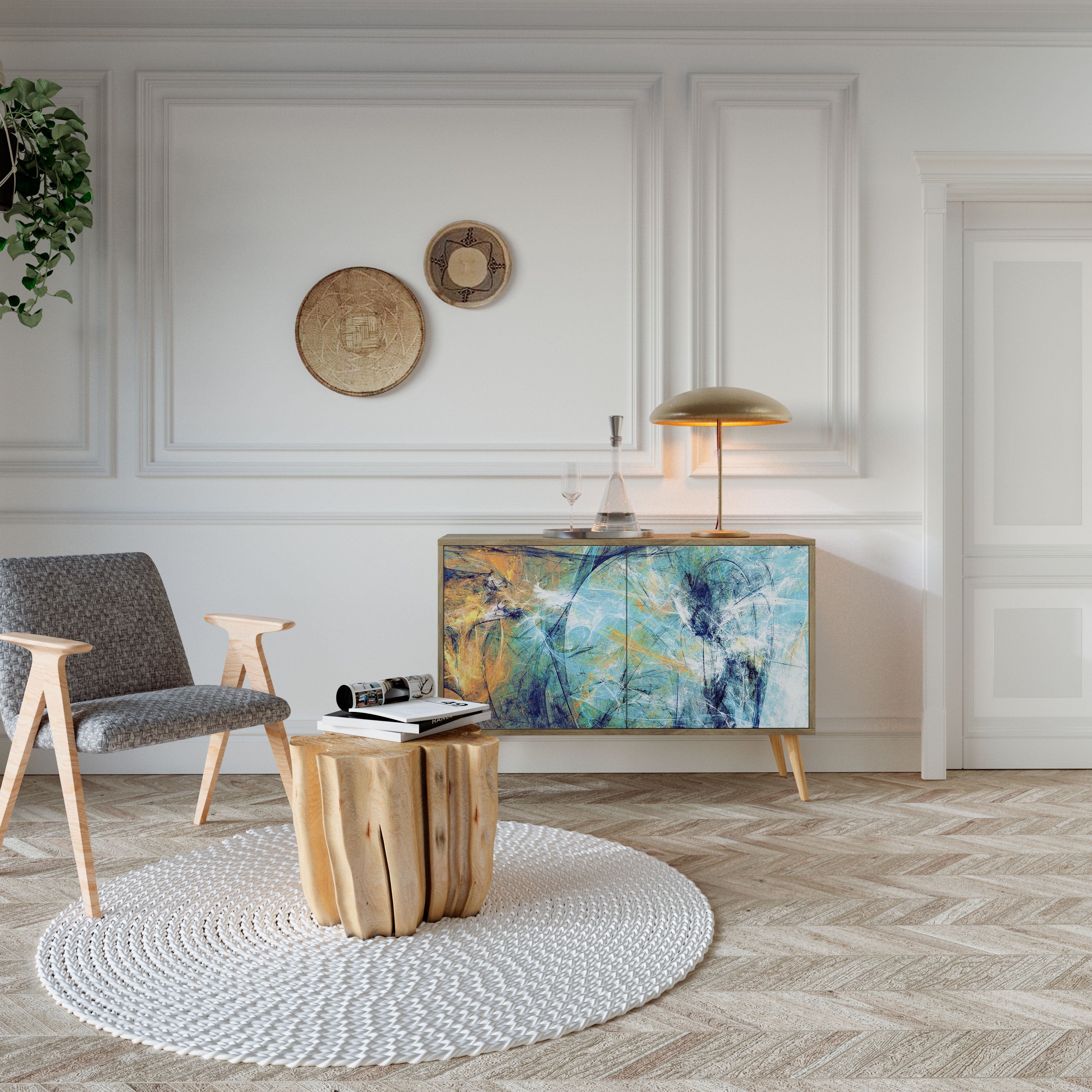ABSTRACT THOUGHTS Sideboard mit 2 Türen in Eichenoptik