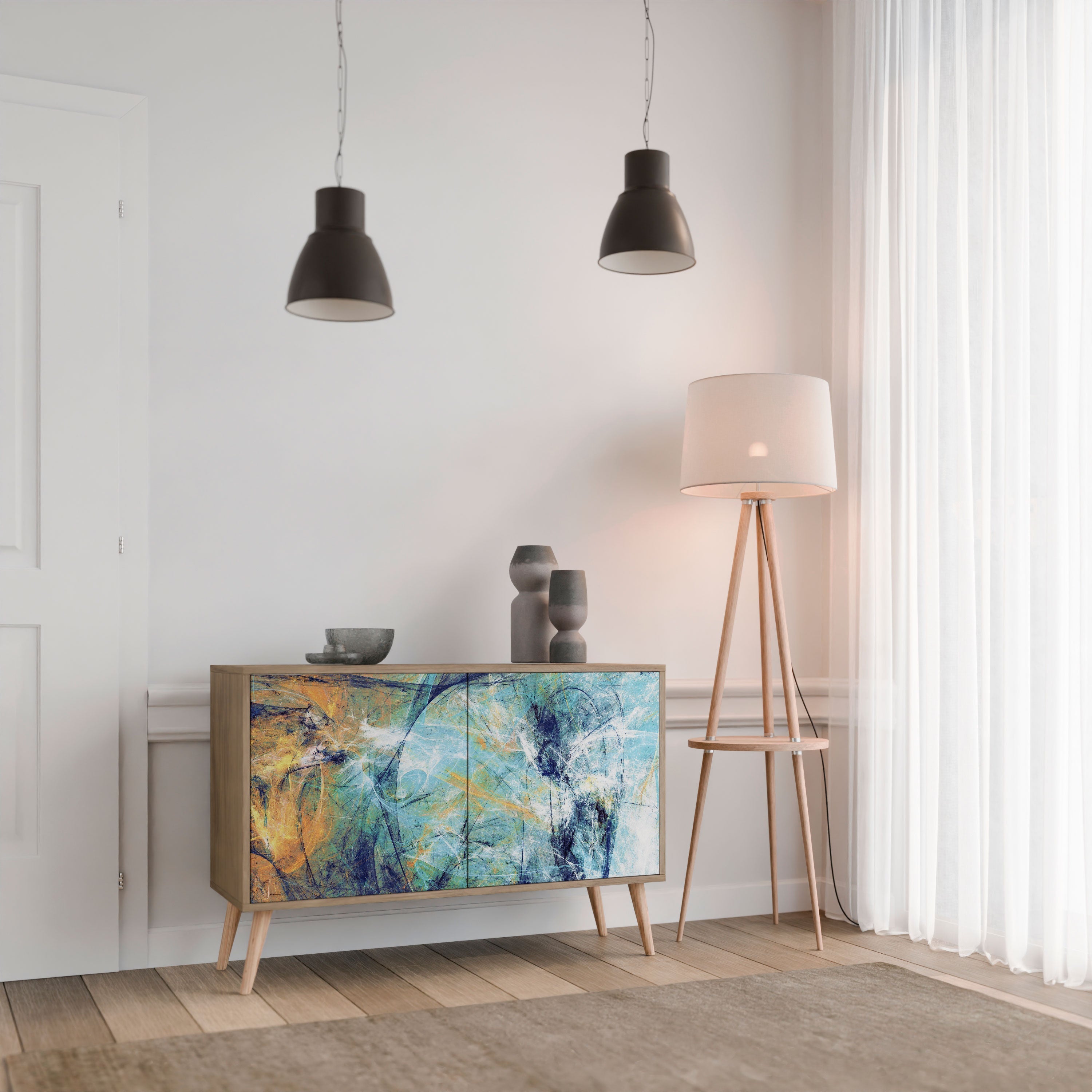 ABSTRACT THOUGHTS Sideboard mit 2 Türen in Eichenoptik