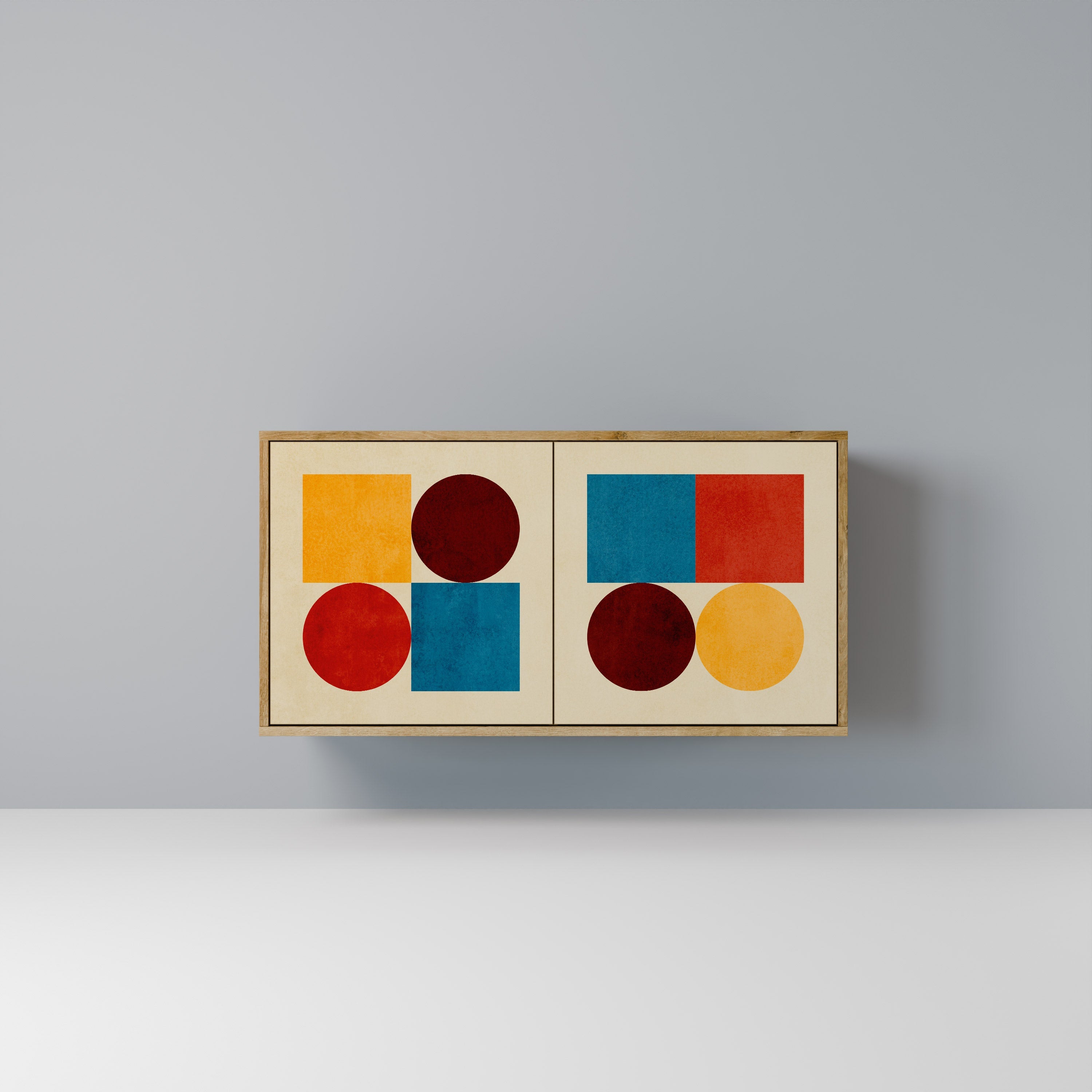 GEOMETRIC PUZZLE Sideboard mit 2 Türen in Eichenoptik