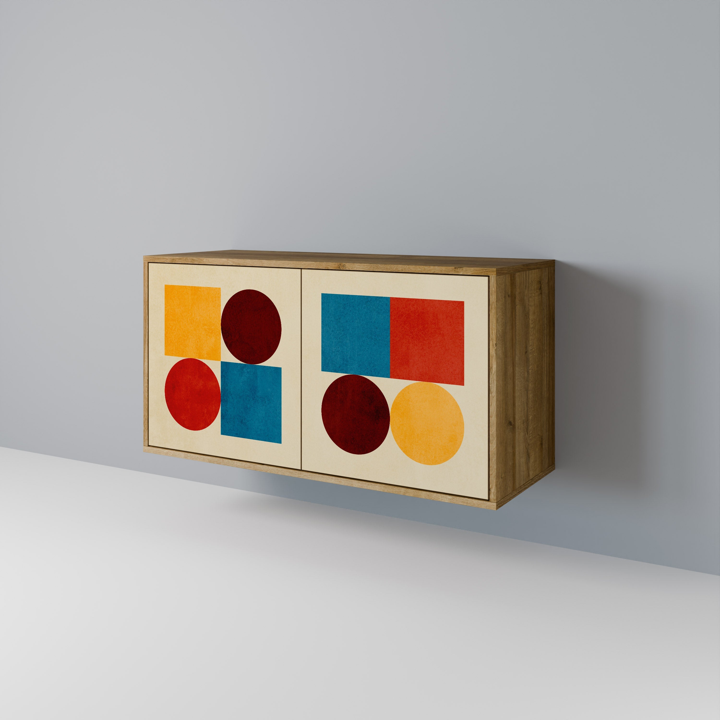 GEOMETRIC PUZZLE Sideboard mit 2 Türen in Eichenoptik