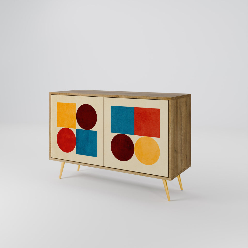 GEOMETRIC PUZZLE Sideboard mit 2 Türen in Eichenoptik