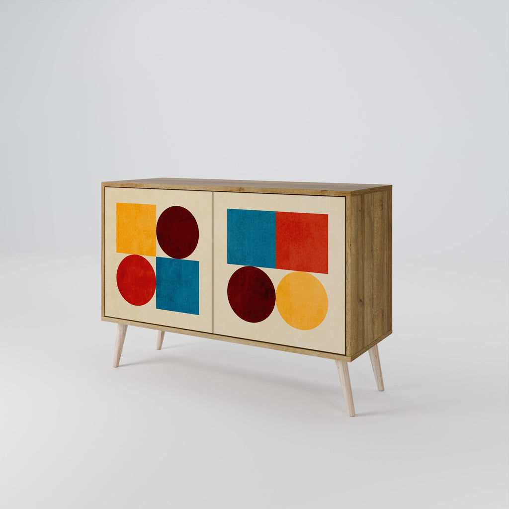 GEOMETRIC PUZZLE Sideboard mit 2 Türen in Eichenoptik