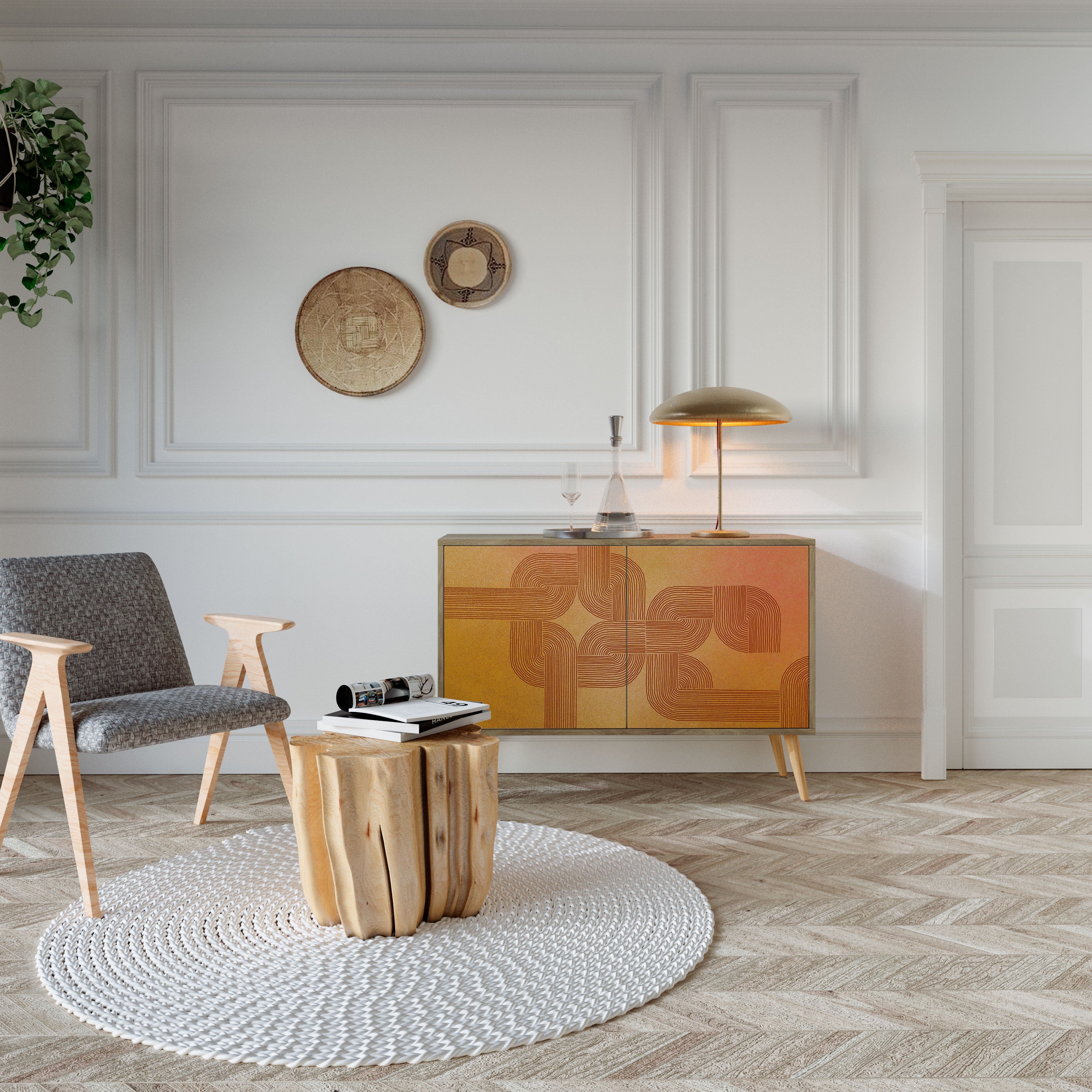 STRENGTHENING RELATION Sideboard mit 2 Türen in Eichenoptik