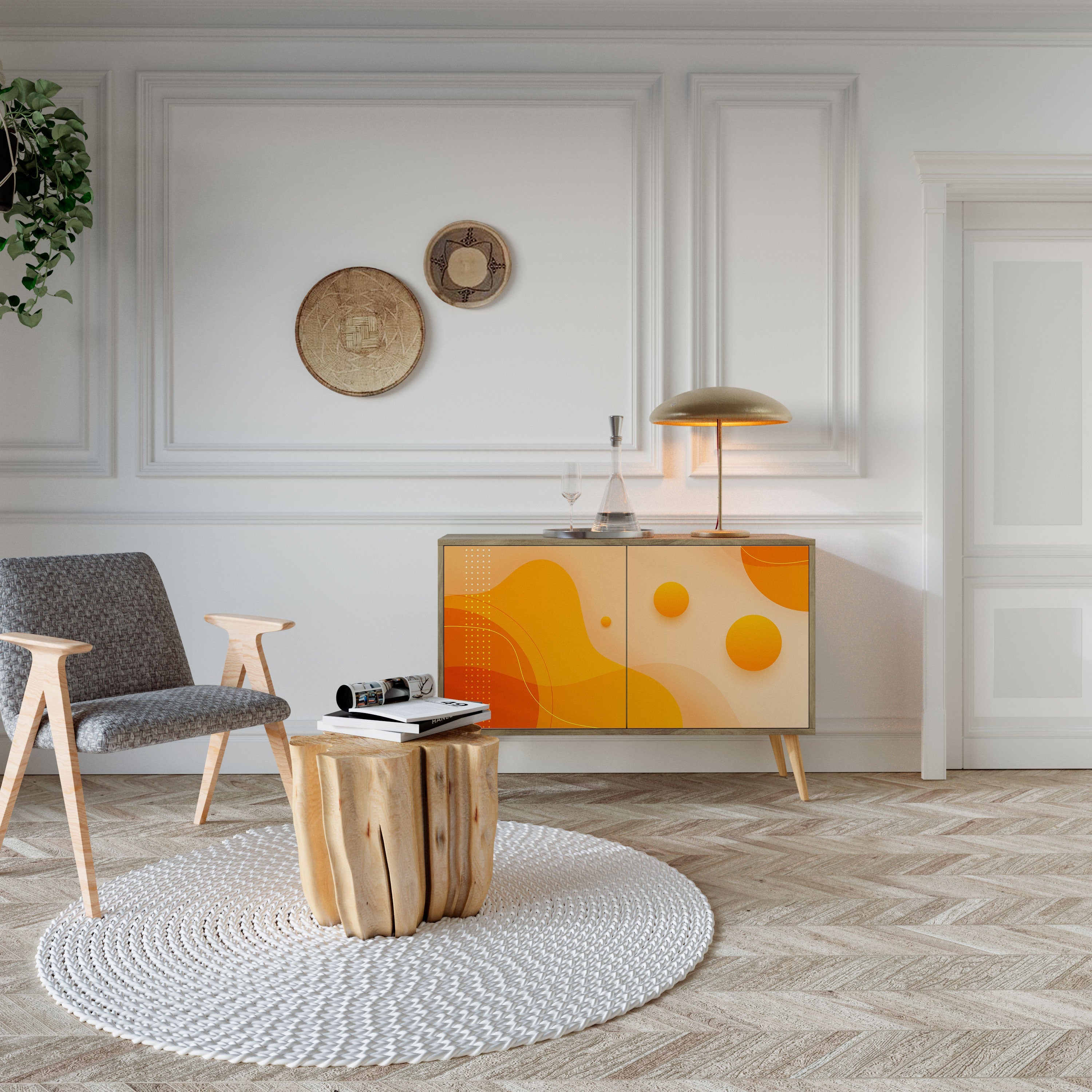ORANGE ARRANGEMENT Sideboard mit 2 Türen in Eichenoptik