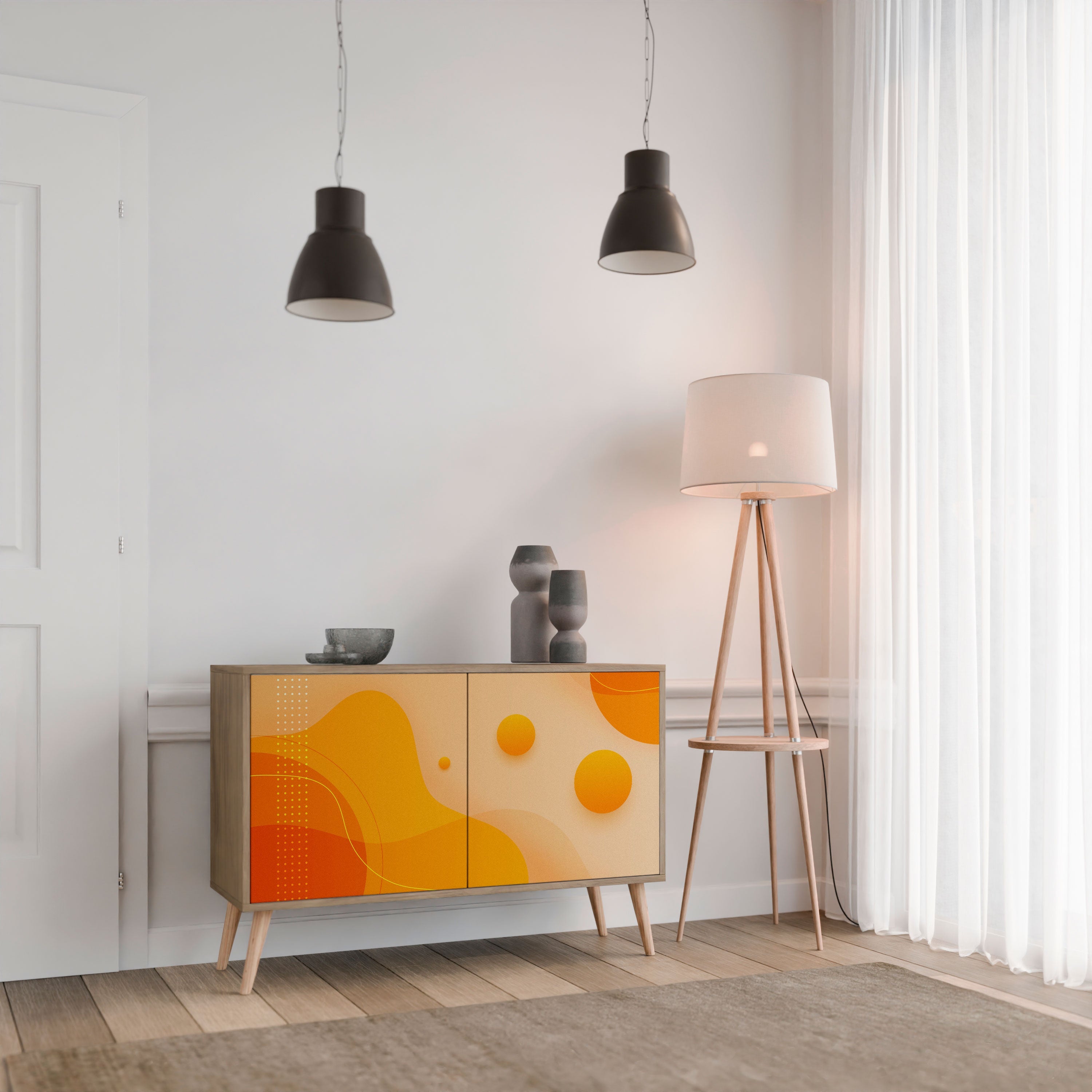 ORANGE ARRANGEMENT Sideboard mit 2 Türen in Eichenoptik