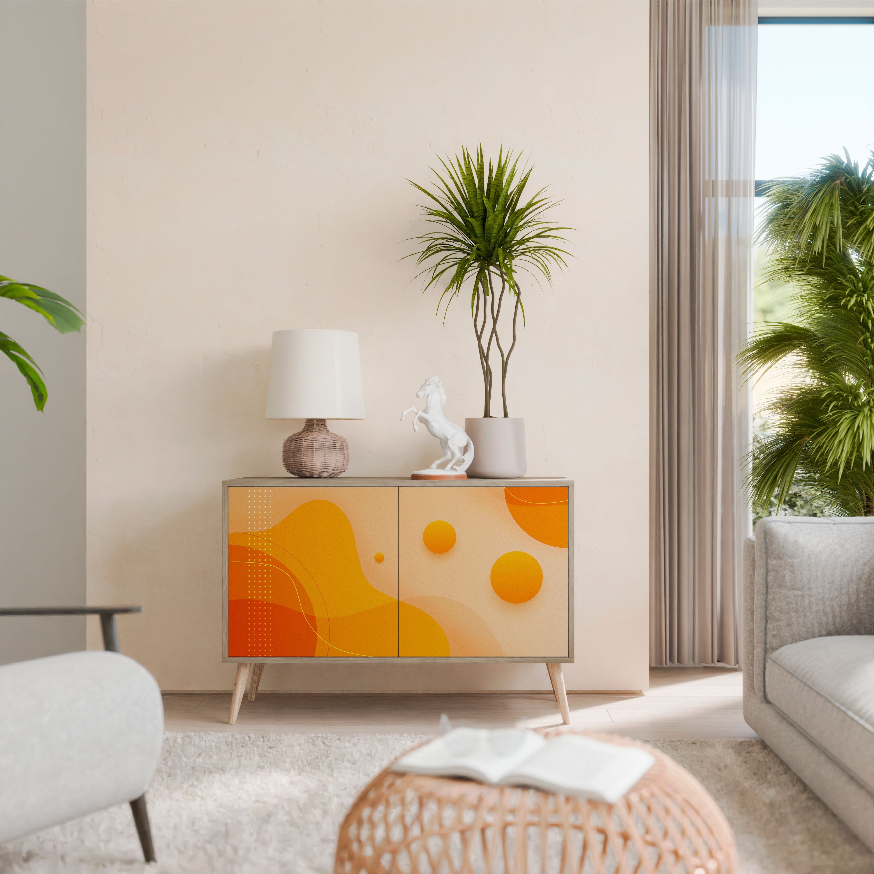 ORANGE ARRANGEMENT Sideboard mit 2 Türen in Eichenoptik