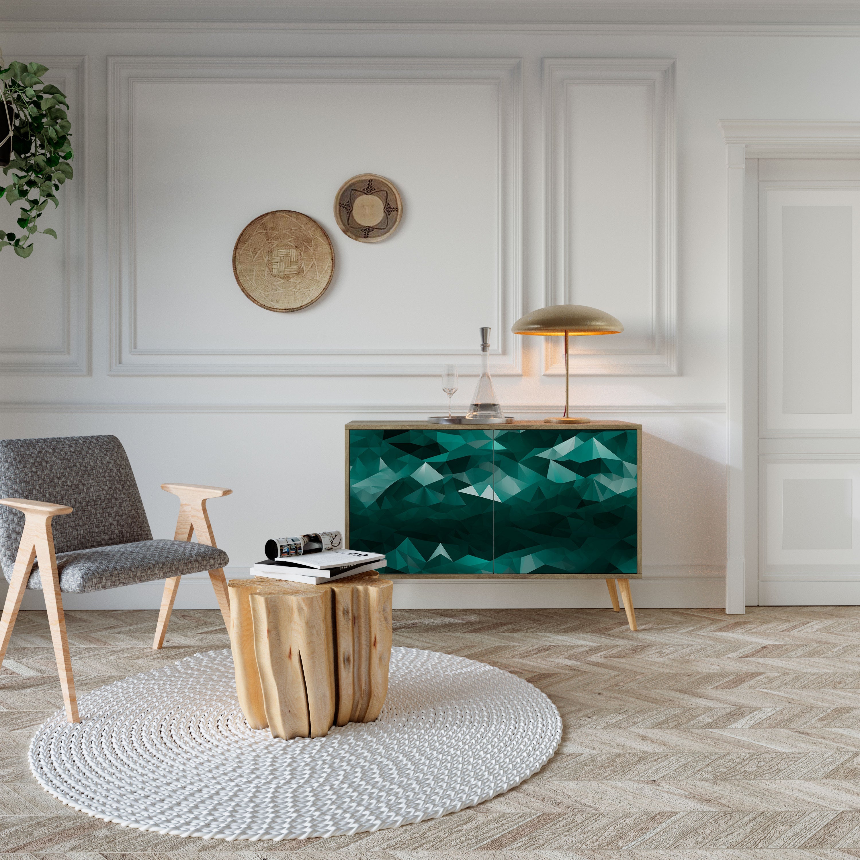 POLYGONAL FLOATING 2-türiges Sideboard in Eichenoptik