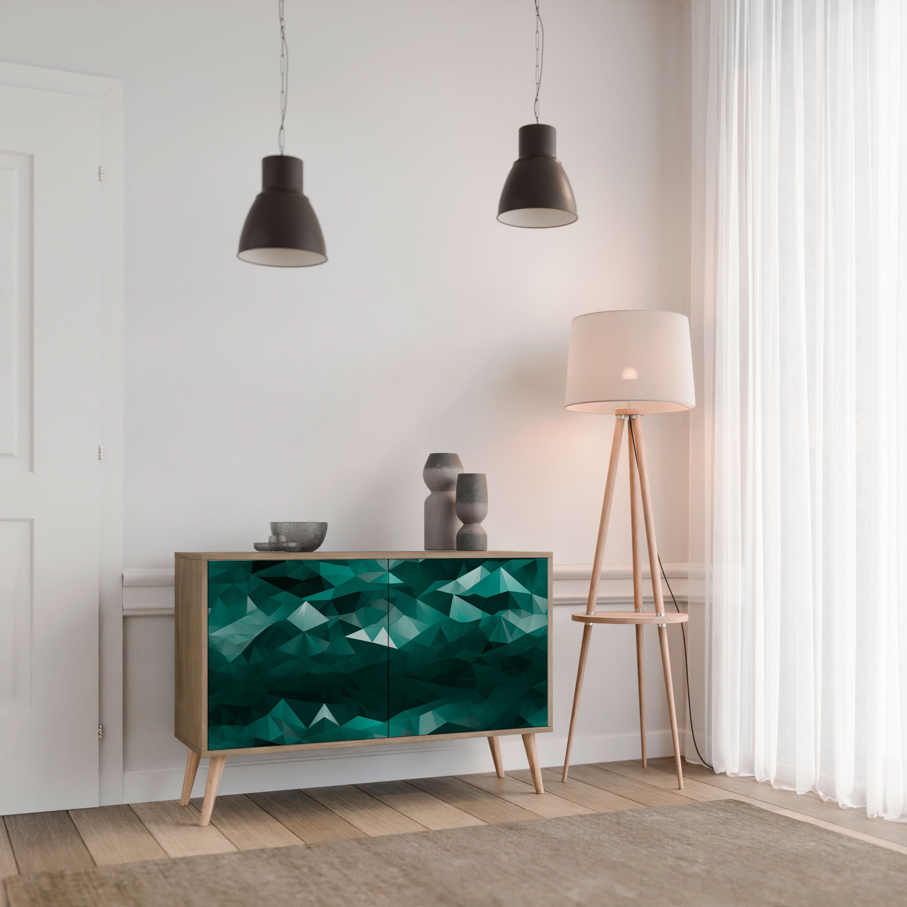 POLYGONAL FLOATING 2-türiges Sideboard in Eichenoptik