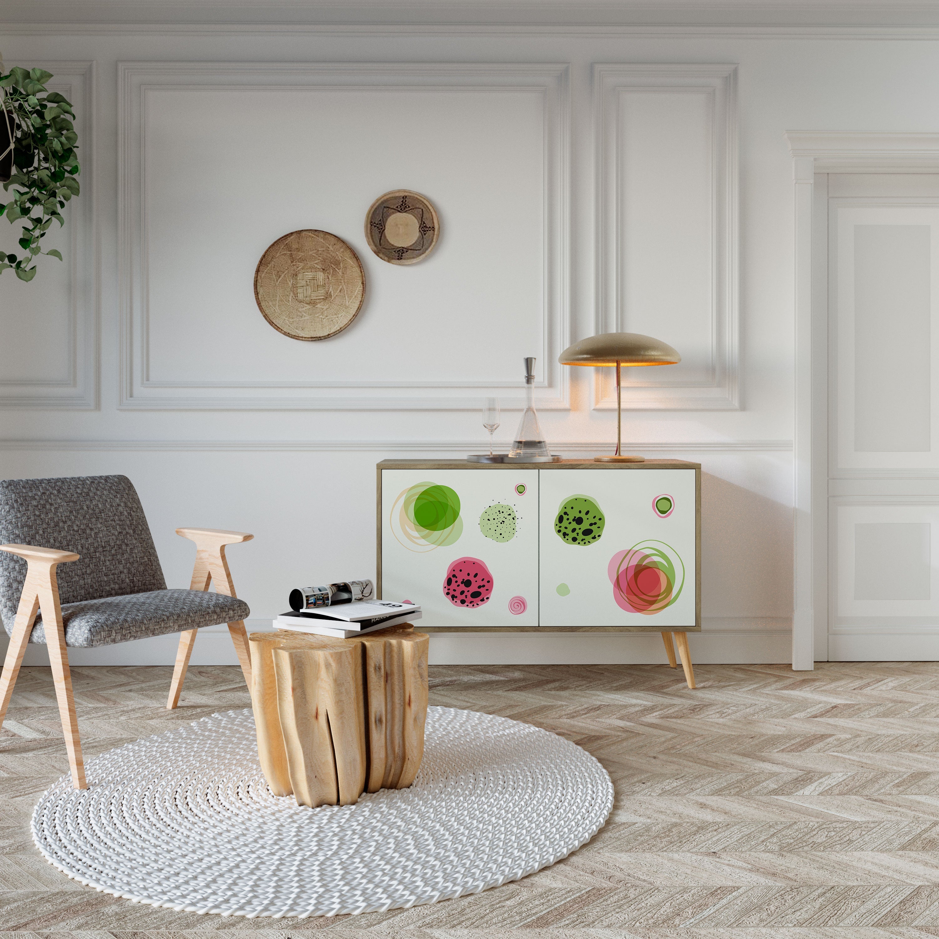 COLORFUL COSMOS 2-türiges Sideboard in Eichenoptik