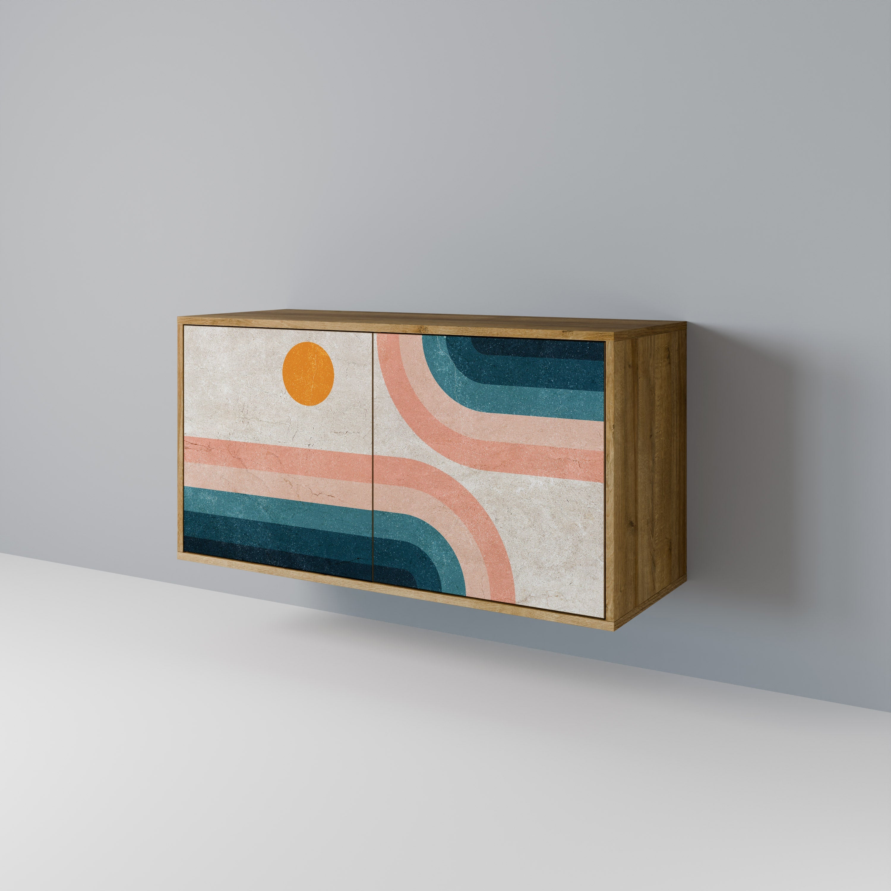 TWO HALVES Sideboard mit 2 Türen in Eichenoptik