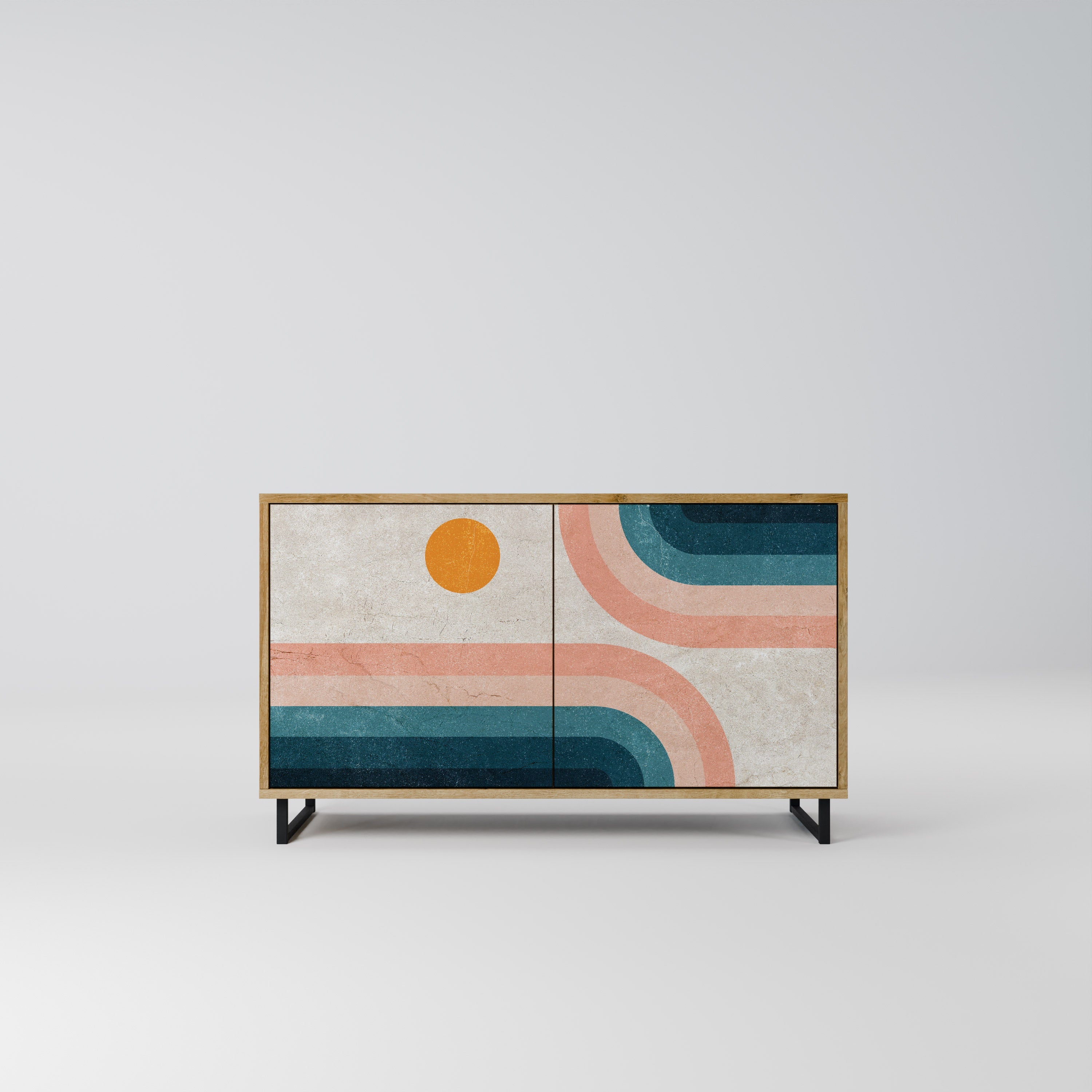 TWO HALVES Sideboard mit 2 Türen in Eichenoptik
